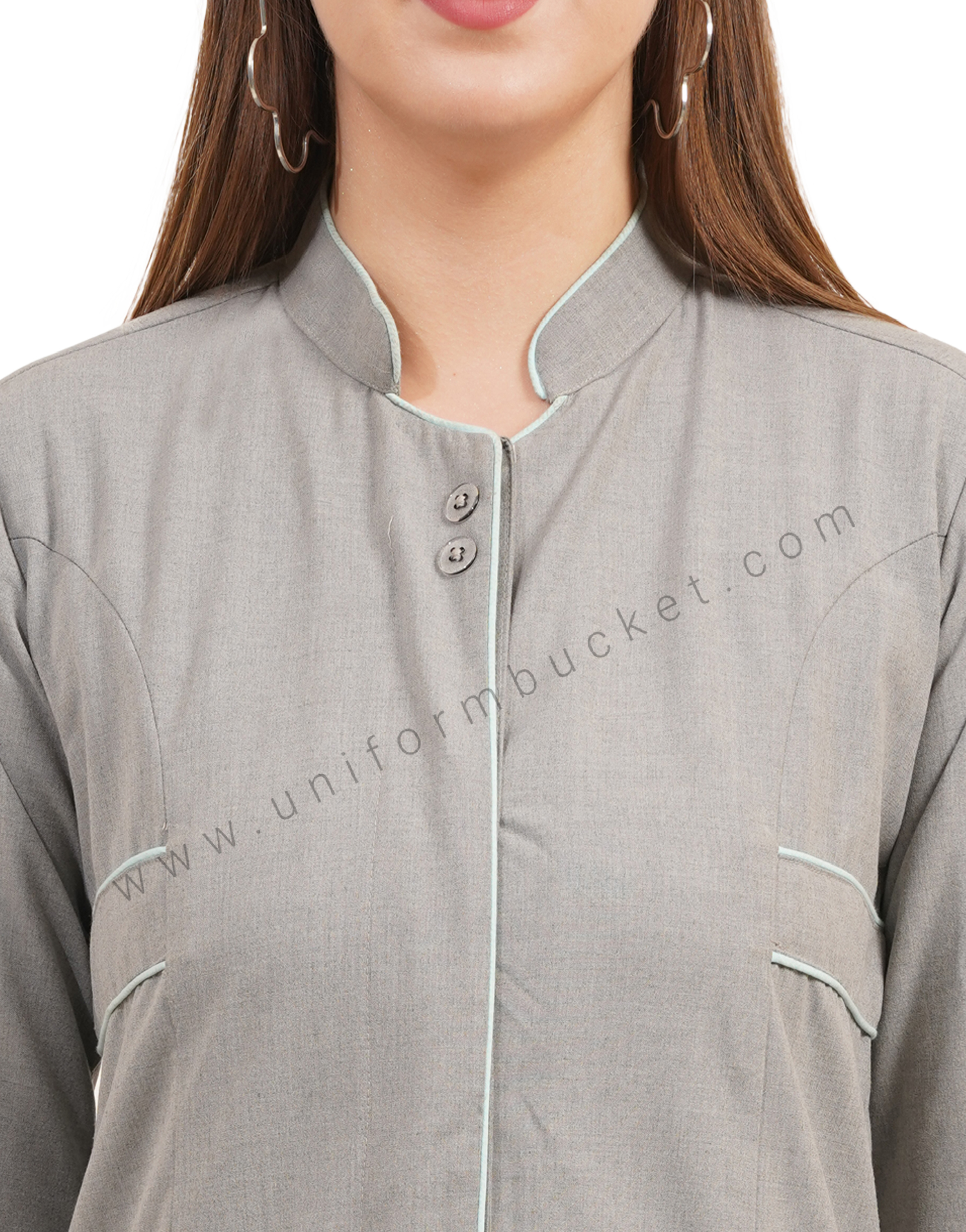 stylish grey top with front back joint  belt thumbnail 4