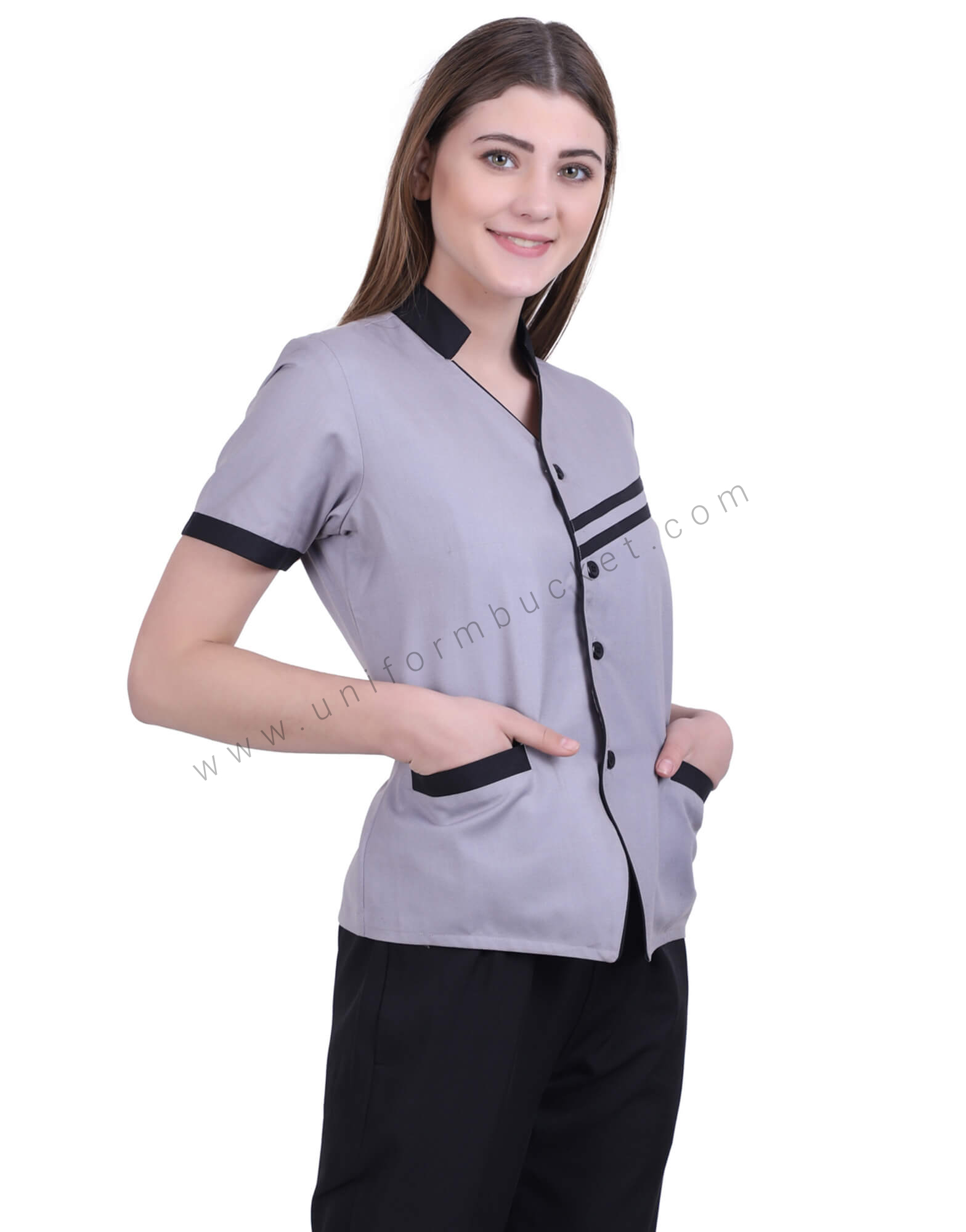 V Neck Grey Tunic thumbnail 2