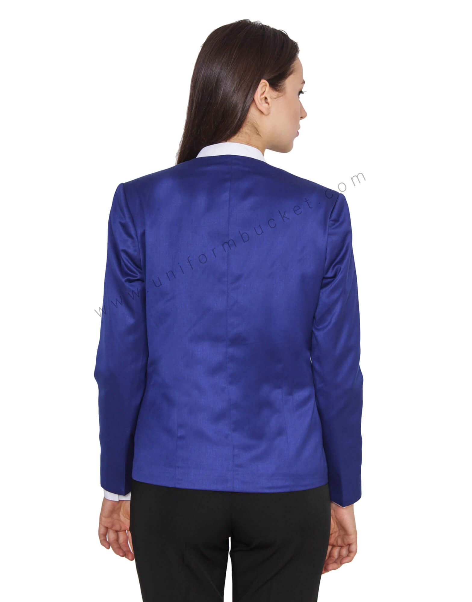 Round Neck Lapis Blue Stylish Blazer thumbnail 2