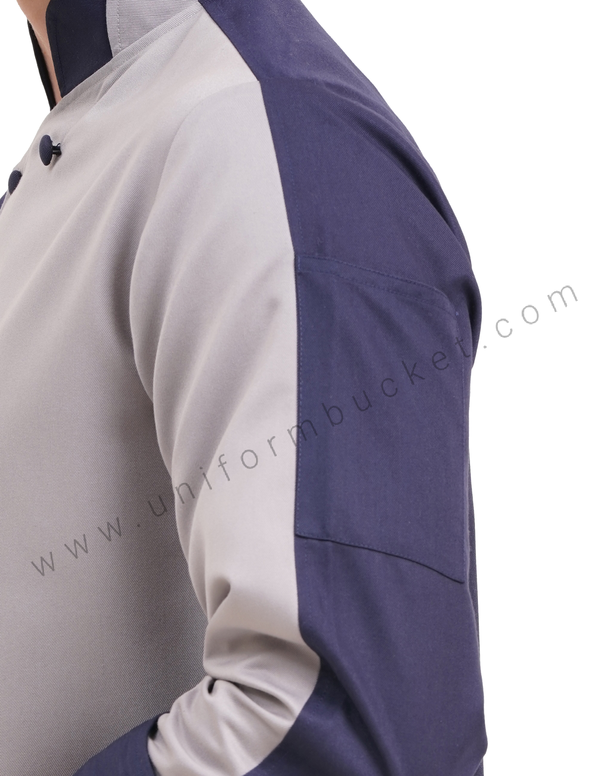 stylish male chef coat with 3/4 sleeve & two color  collar thumbnail 6