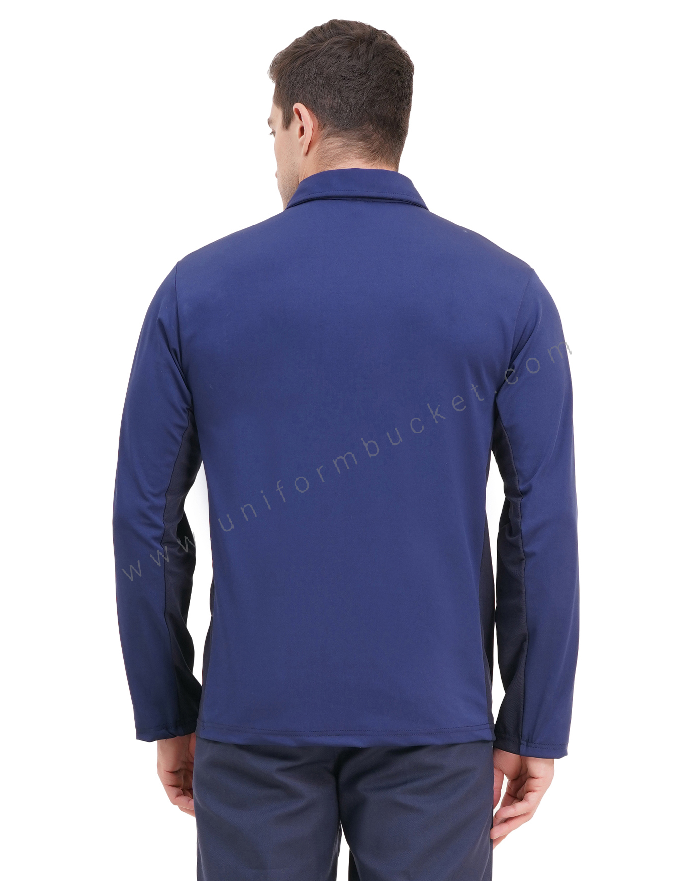 stylish navy blue full sleeve  t-shirt with one side  pen holder pocket thumbnail 3