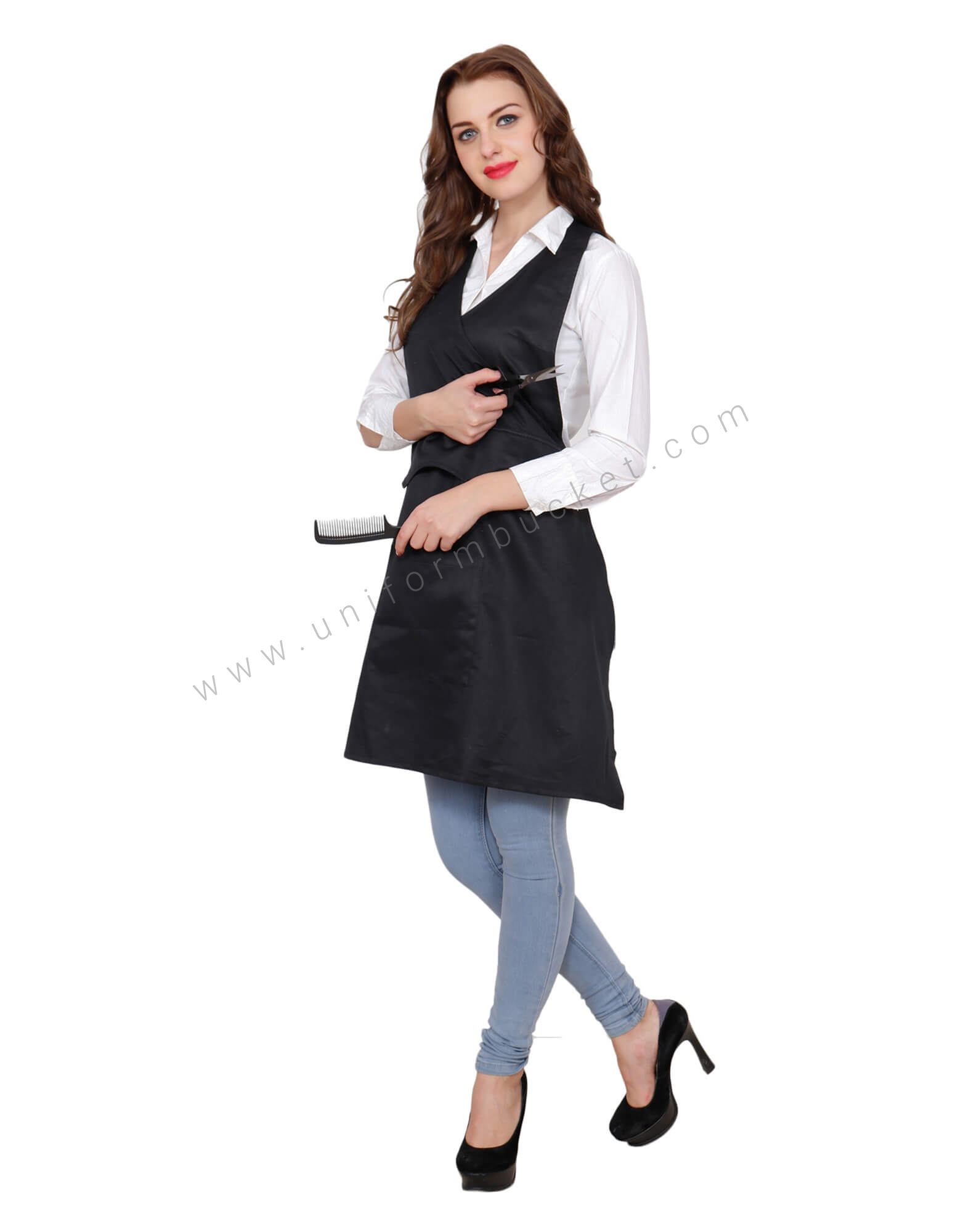 Crossover Bib Apron With Single Pocket thumbnail 2