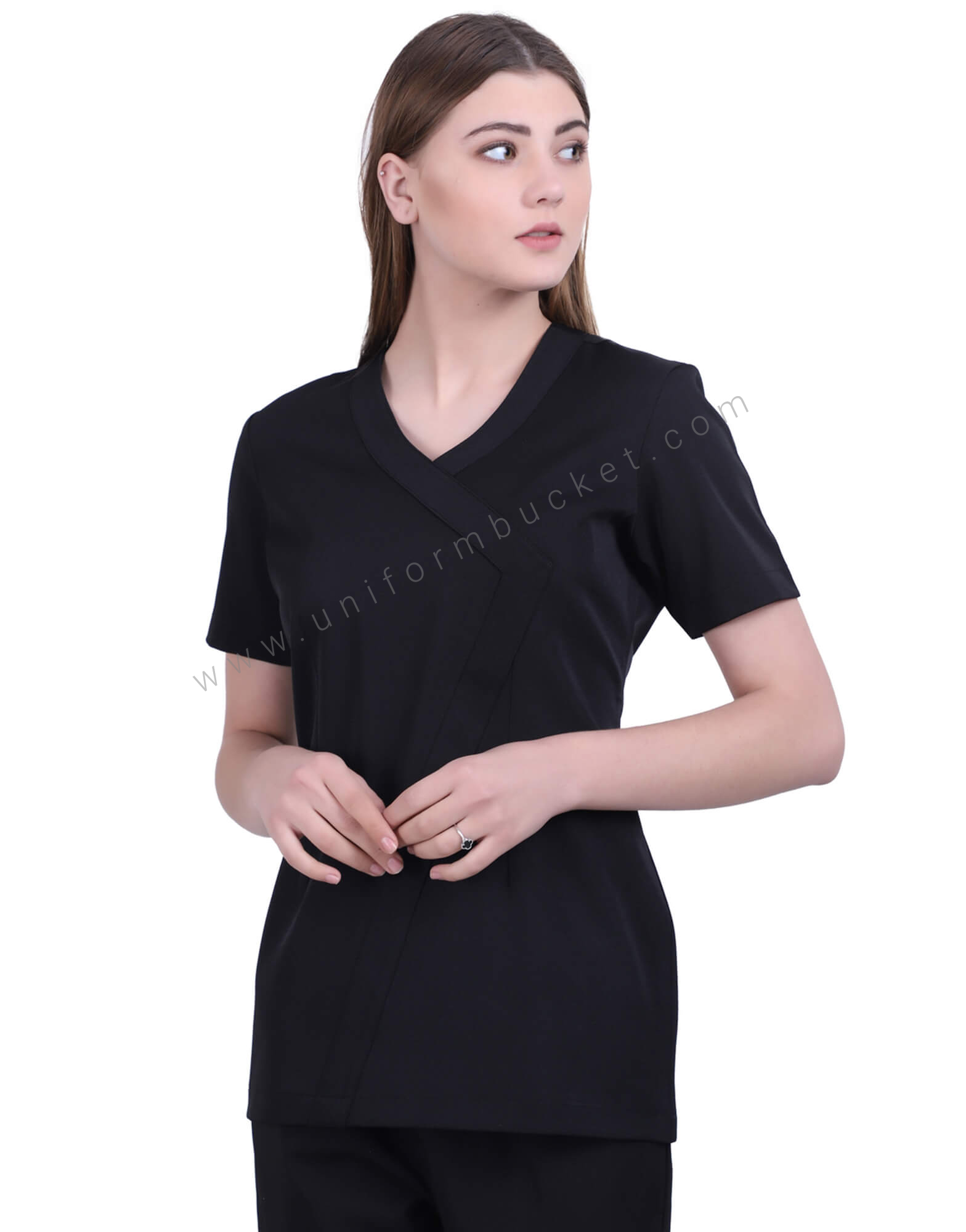 V Neck Crossover Black Tunic view 1