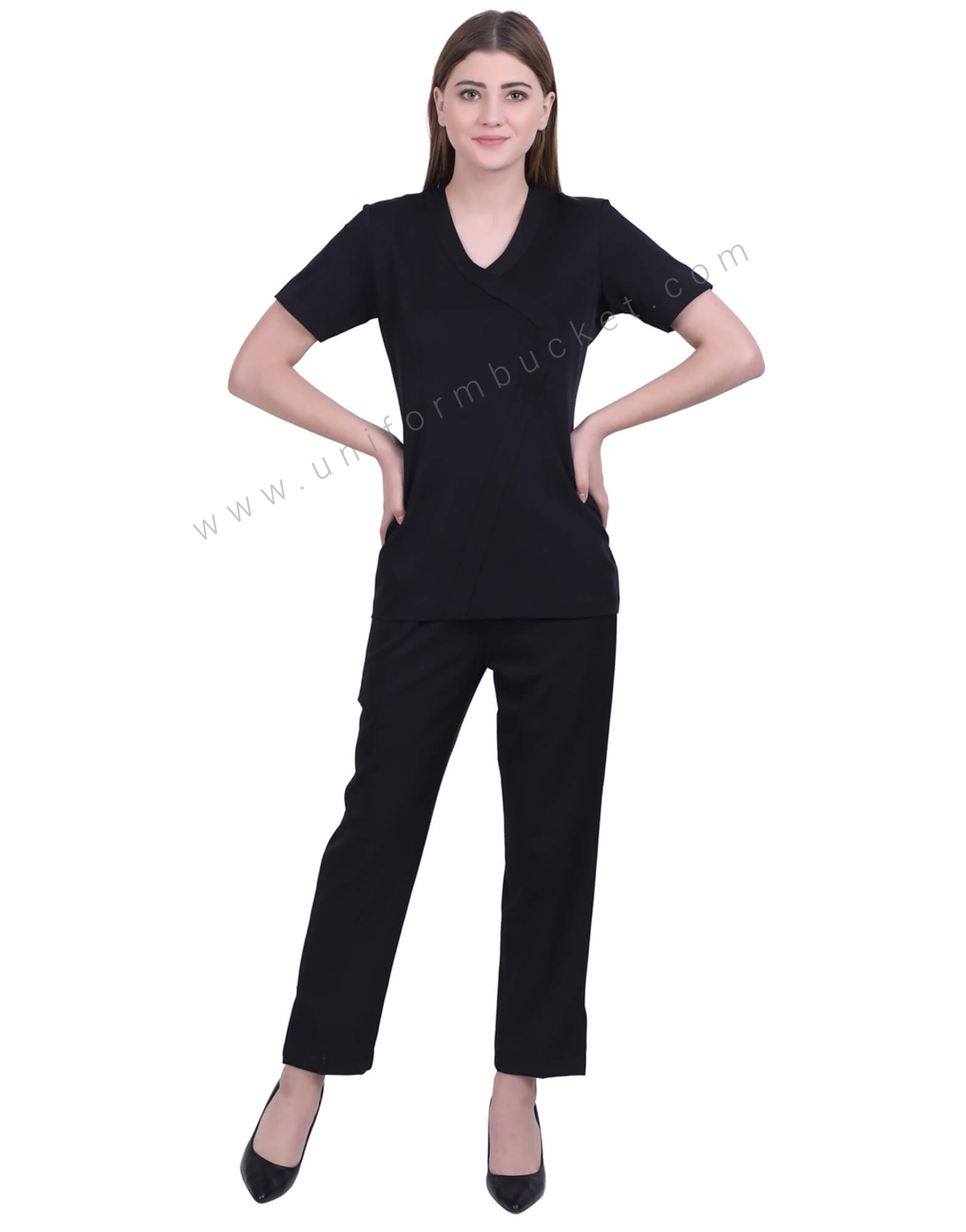 V Neck Crossover Black Tunic thumbnail 3