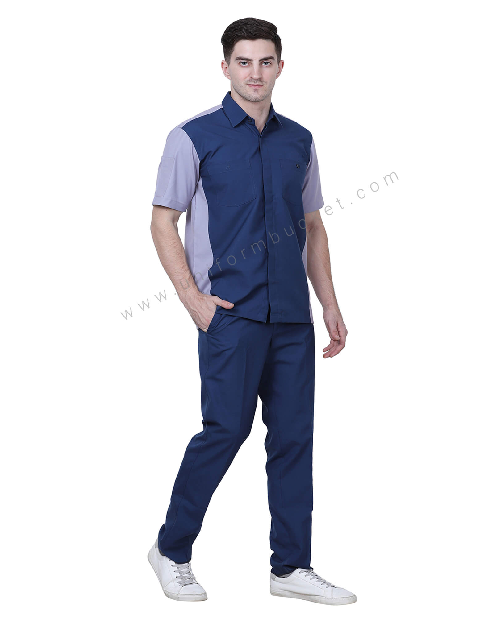 Blue And Grey Workwear Shirt view 1