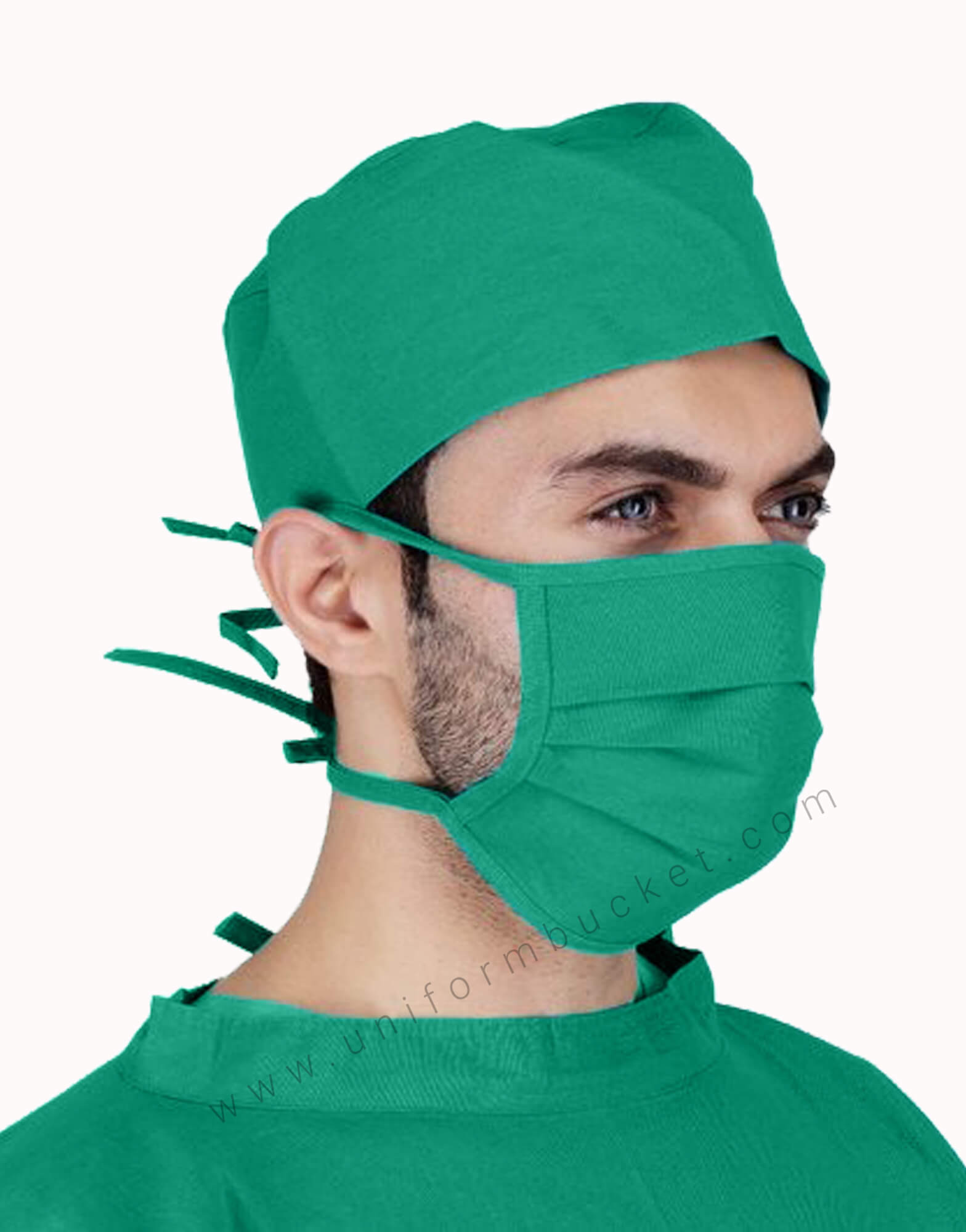 Surgical Green Mask And Bandana Cap Set view 1