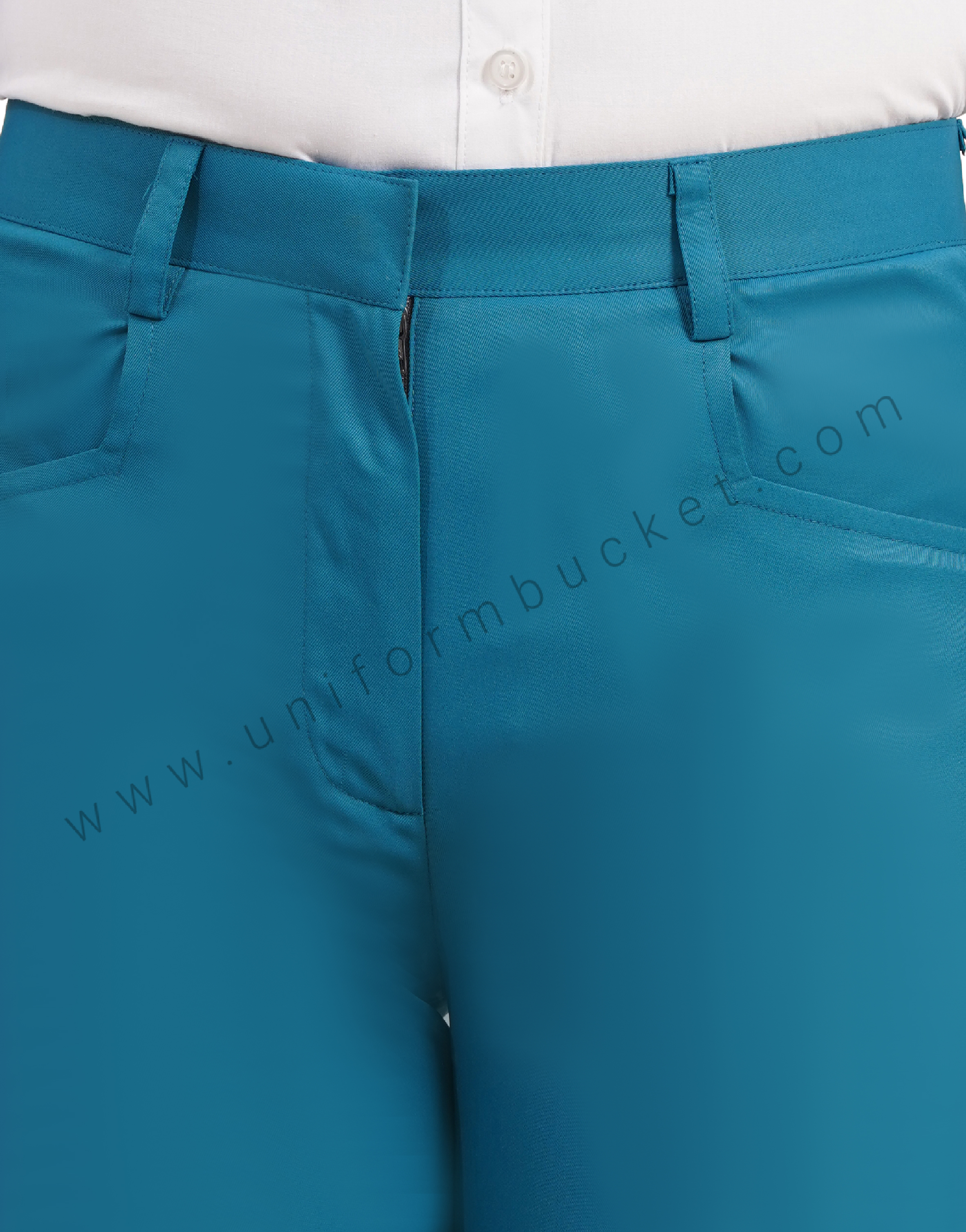 Teal Blue Bell Bottom trouser with closed pant pocket thumbnail 4