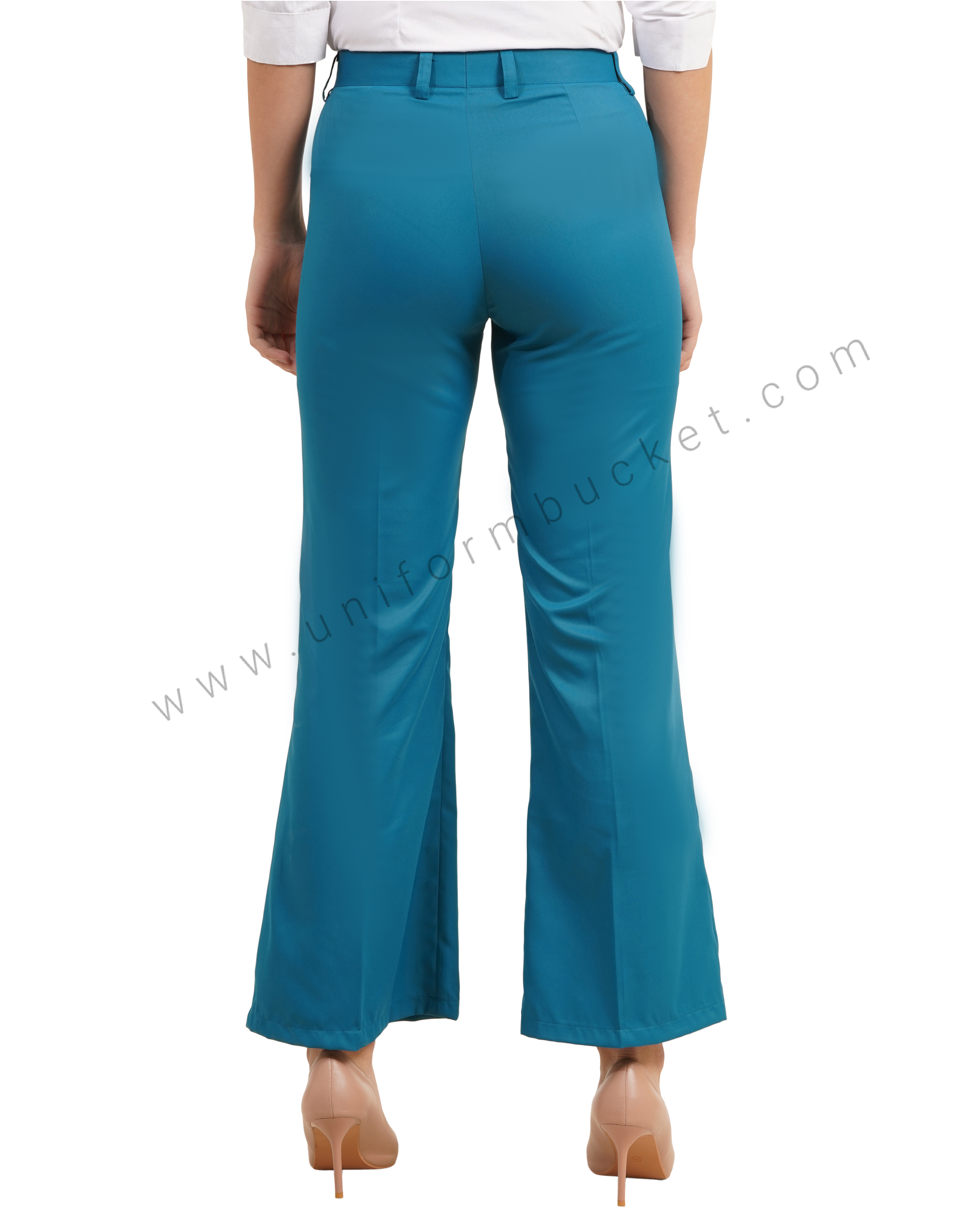 Teal Blue Bell Bottom trouser with closed pant pocket thumbnail 6