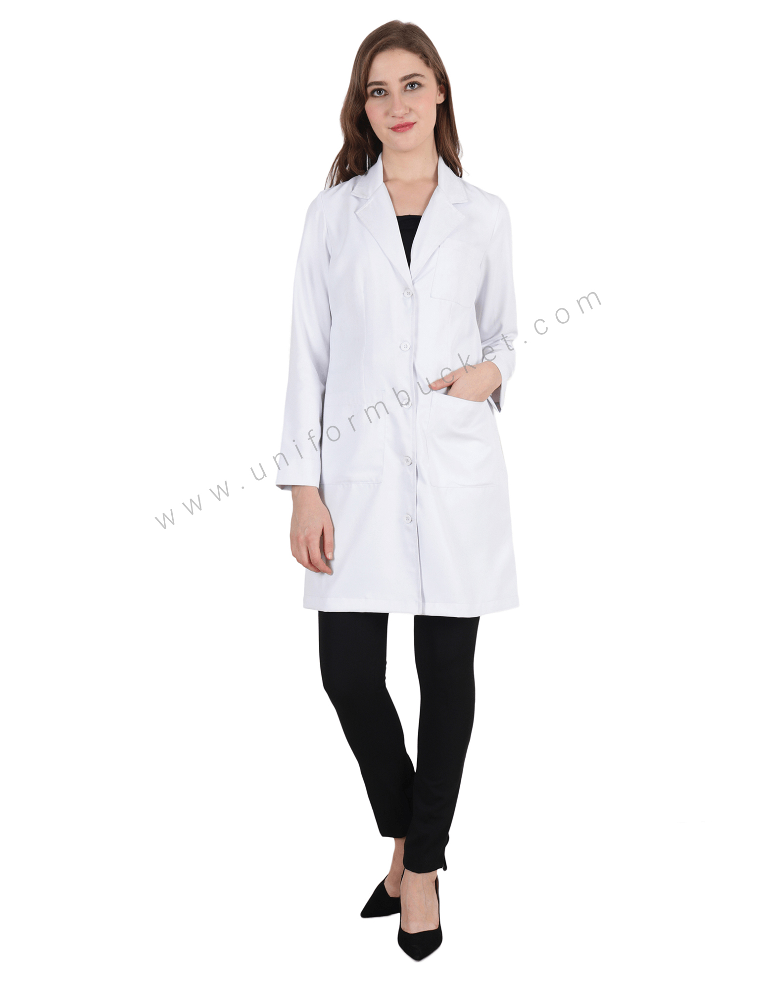 Full Sleeve Back Adjuster Lab Coat For Female thumbnail 2