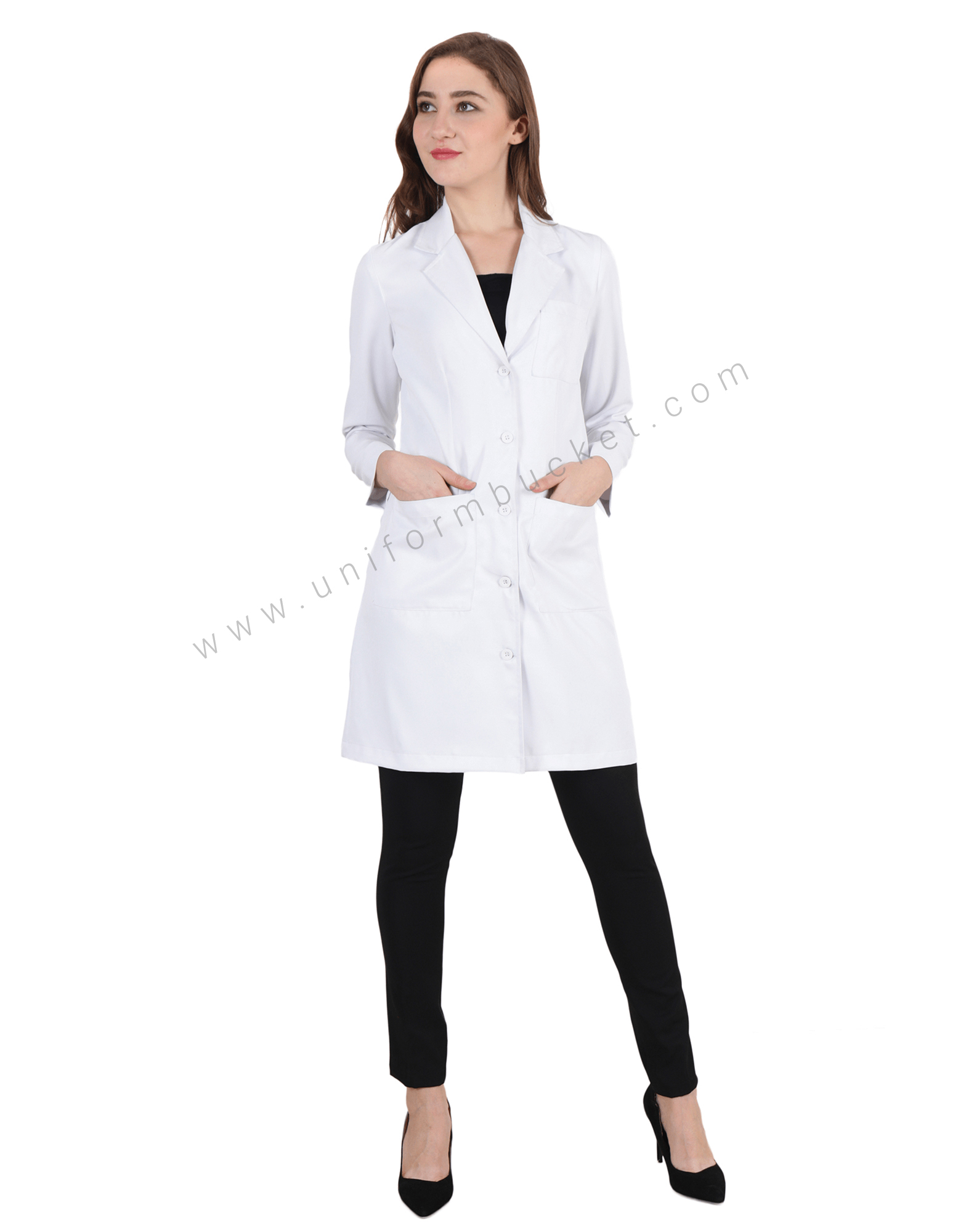 Full Sleeve Back Adjuster Lab Coat For Female thumbnail 3