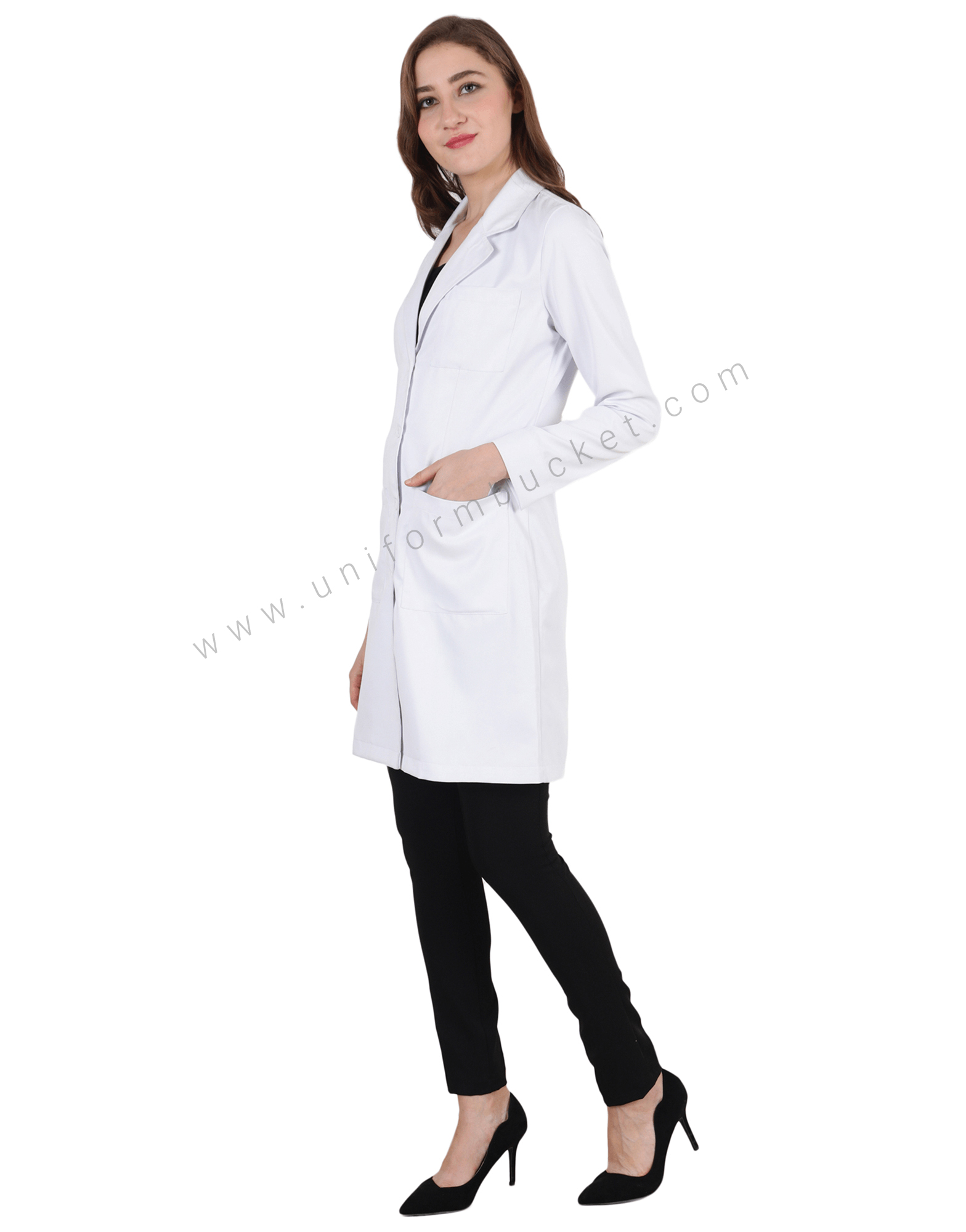 Full Sleeve Back Adjuster Lab Coat For Female view 1