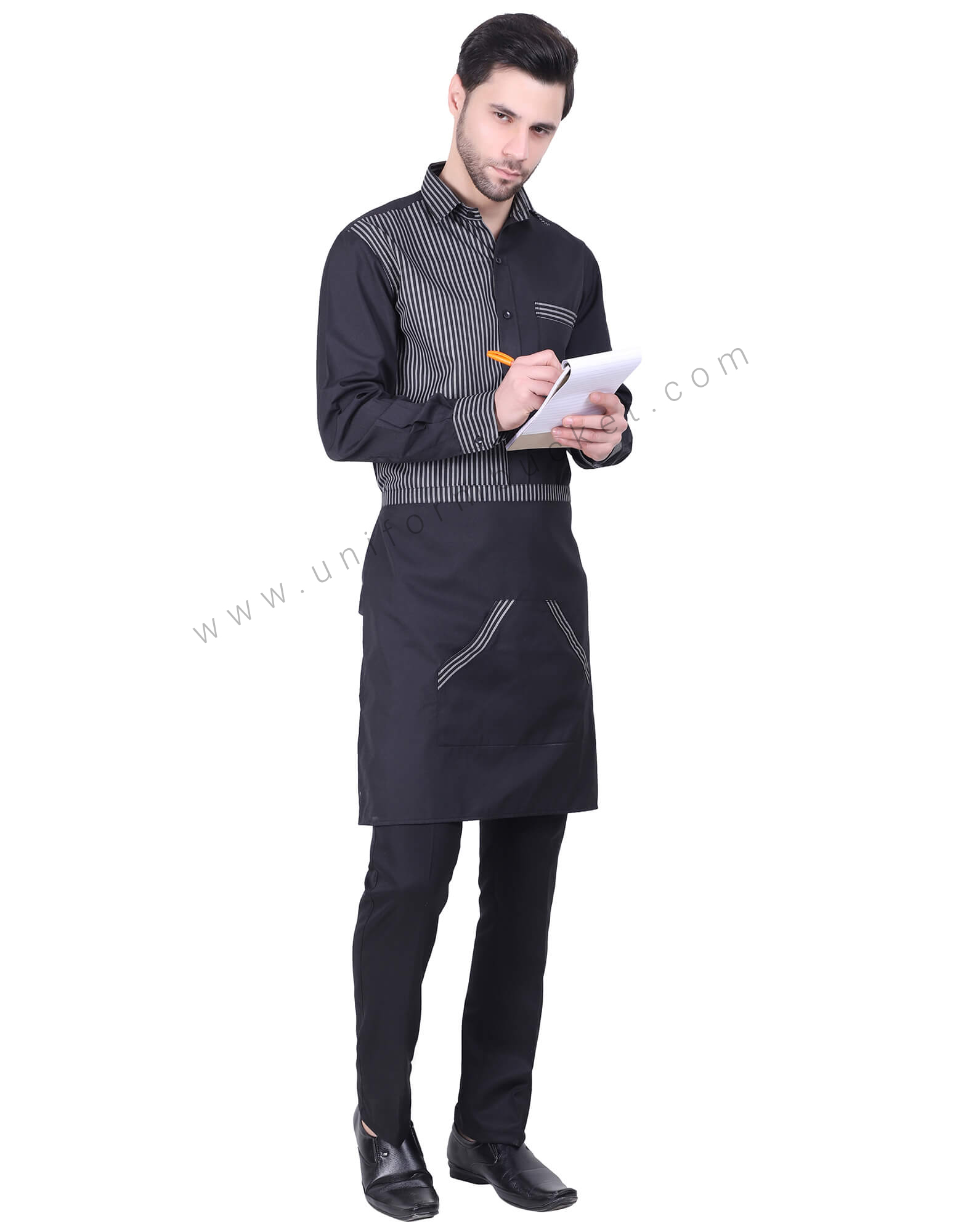Black Modish Apron With Slash Pockets view 1