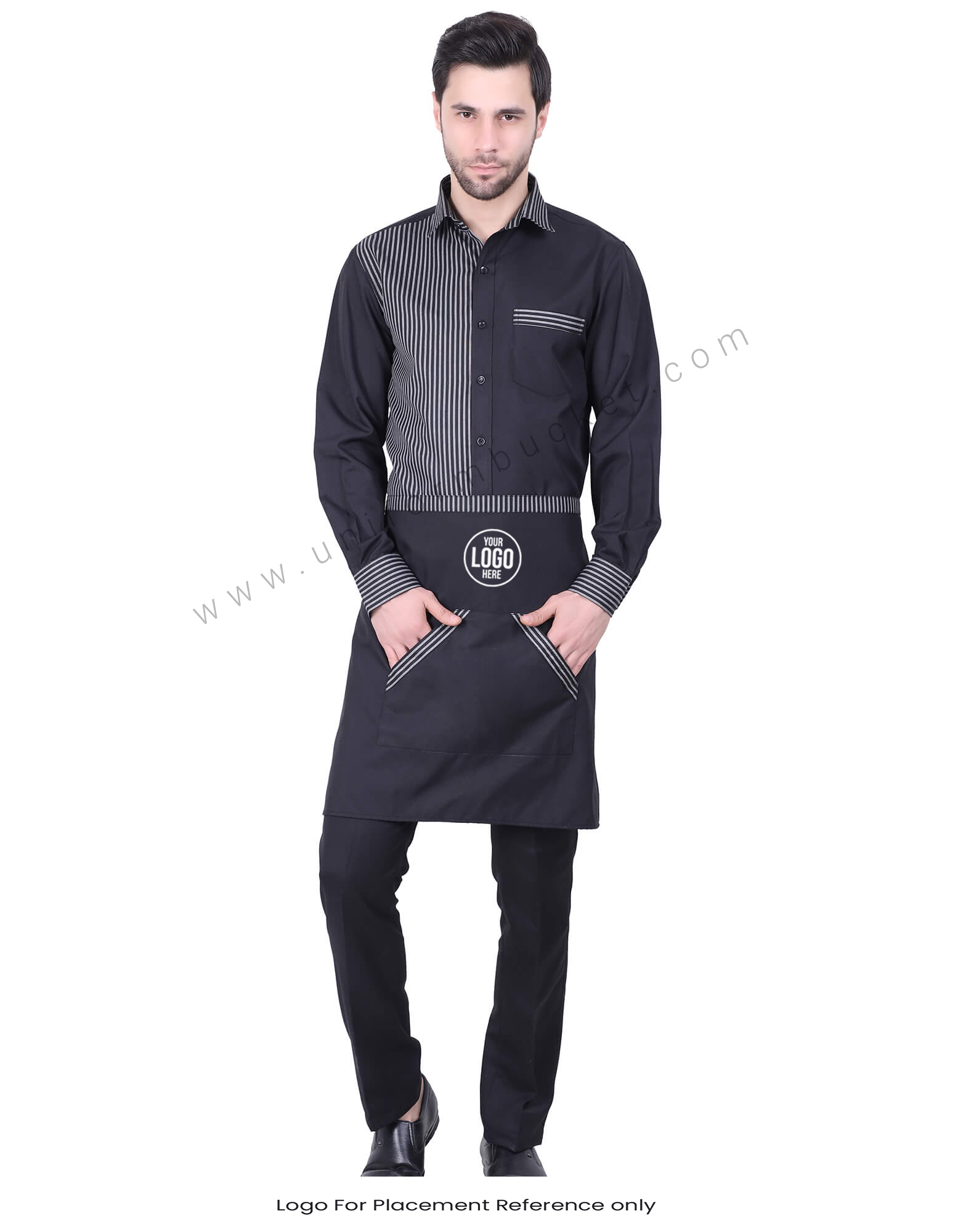 Black Modish Apron With Slash Pockets thumbnail 3