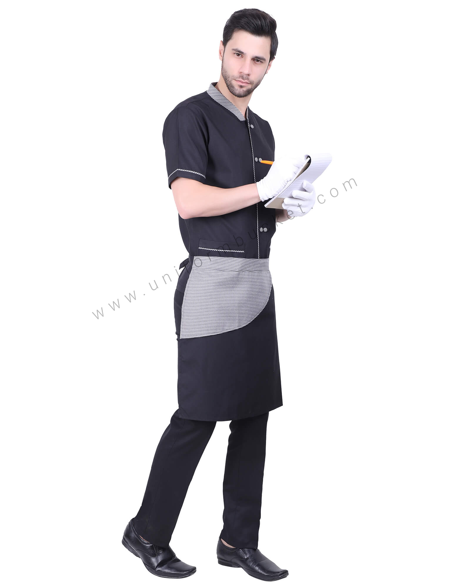 Black Bistro Apron With Shepherd Pattern view 1