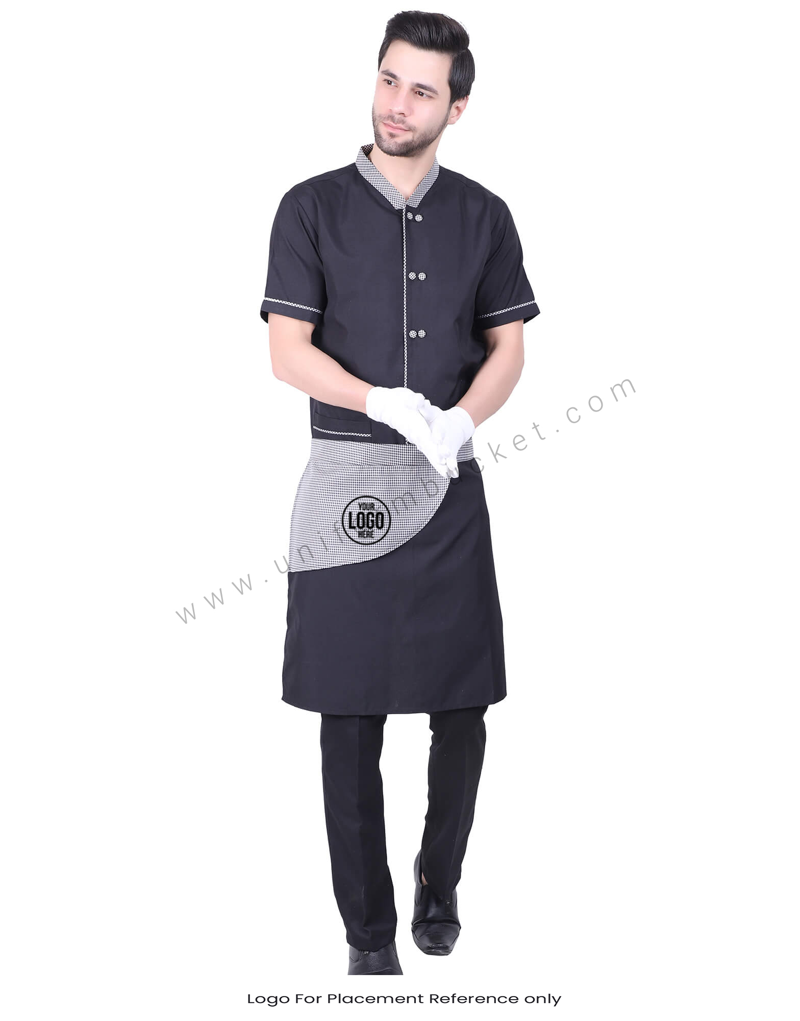 Black Bistro Apron With Shepherd Pattern thumbnail 3