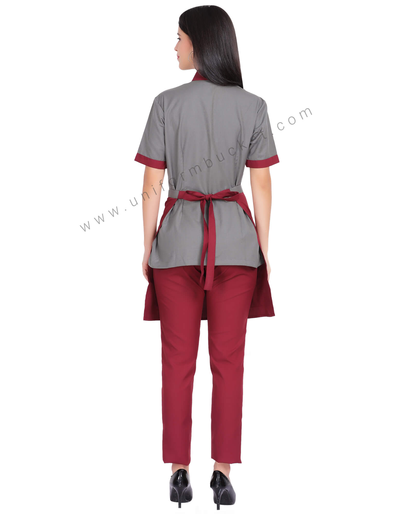 V NECK FEMALE SHIRT WITH MAROON BAN COLLAR thumbnail 4