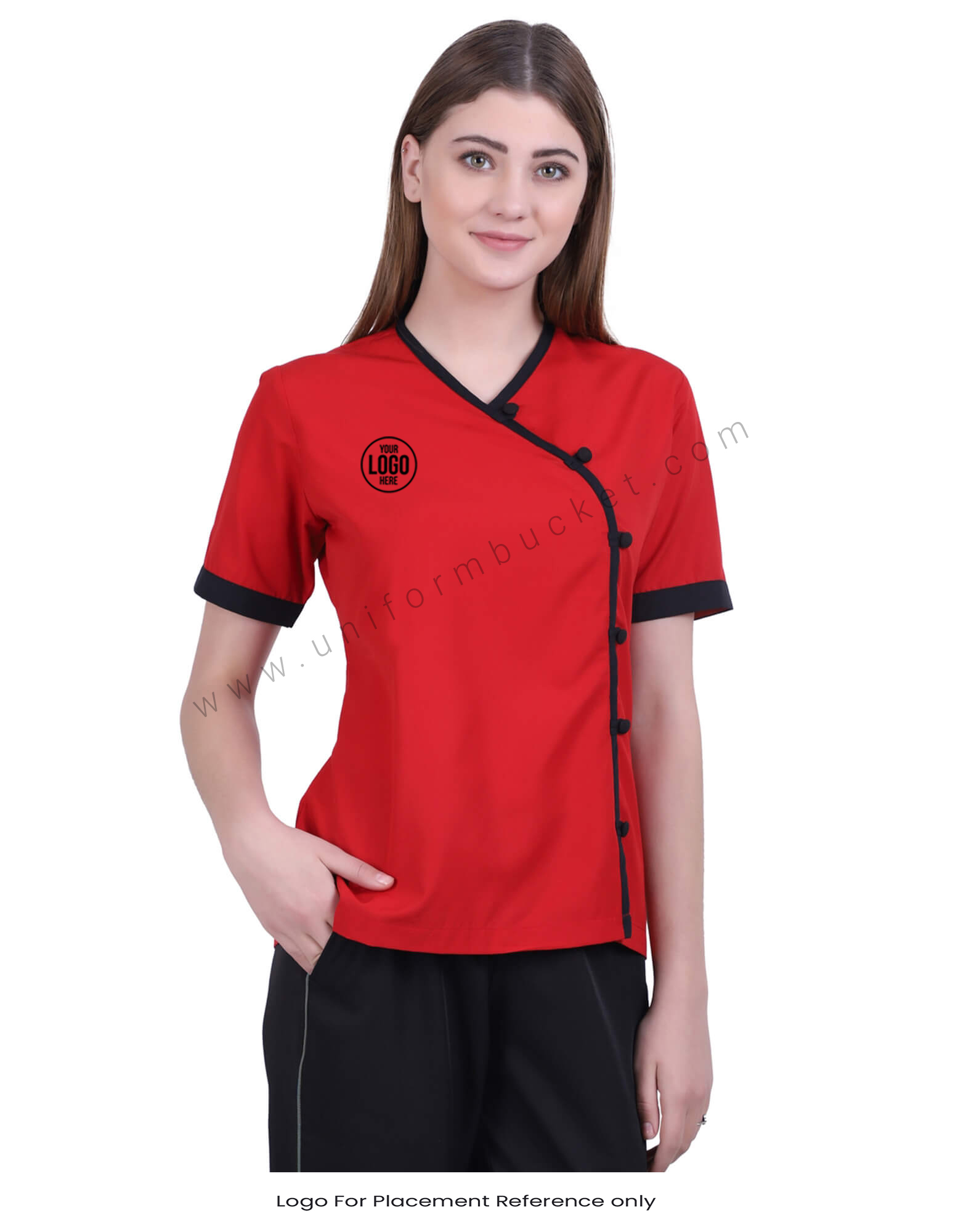 Warp Red Top With Front Buttons Opening thumbnail 4