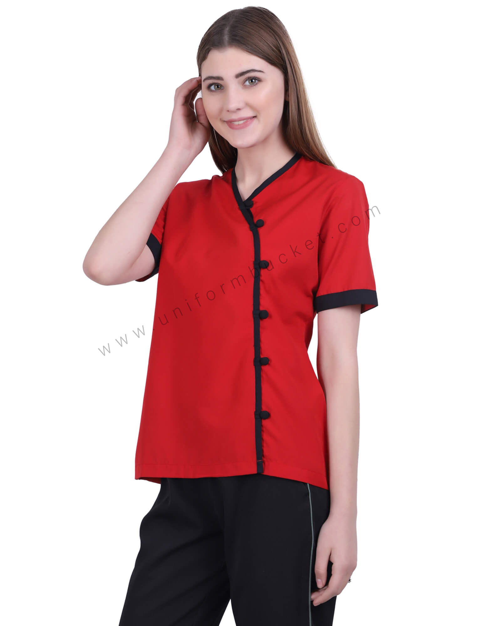 Warp Red Top With Front Buttons Opening thumbnail 2