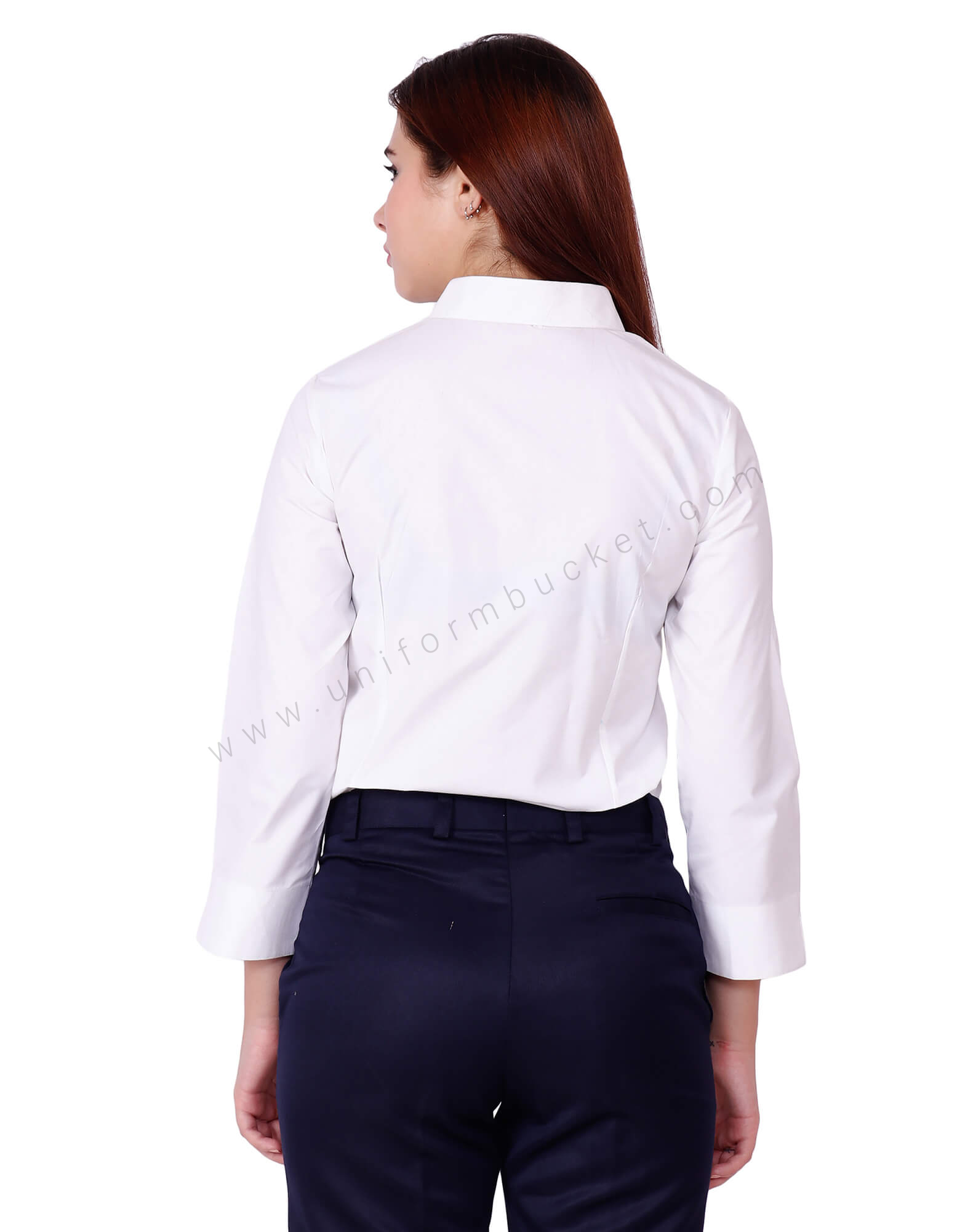 White 3/4th Notched Sleeve Shirt thumbnail 3