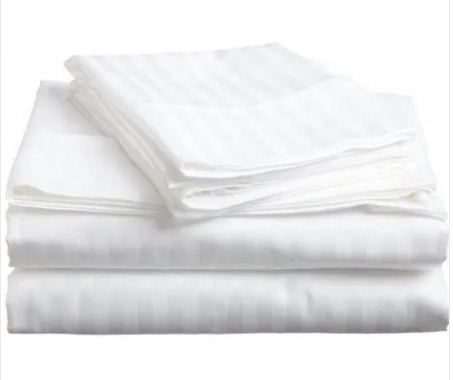 Double Bed  White Bed  Sheet With Two Pillow Cover thumbnail 2