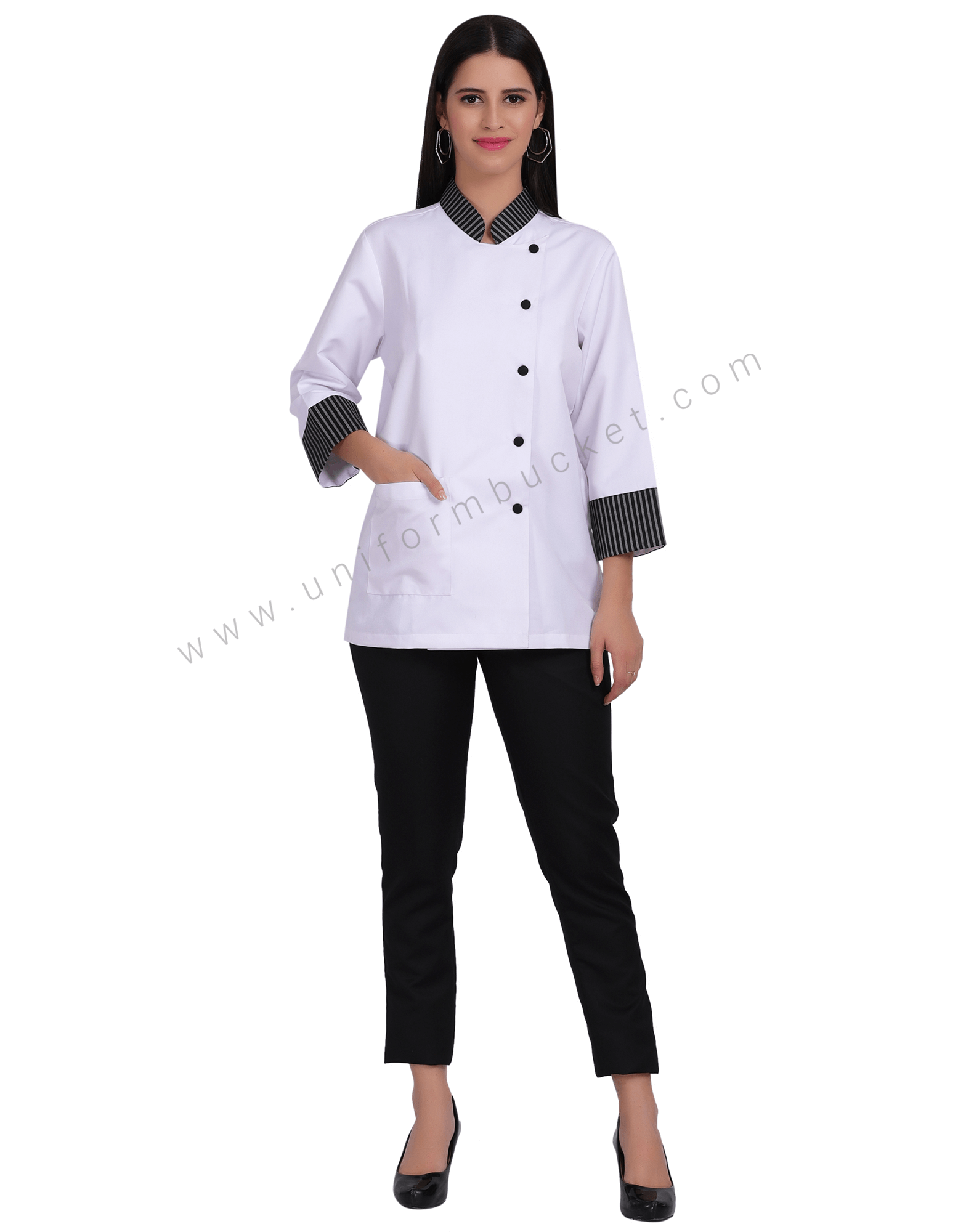 White Chef Coat With 3/4th Sleeve view 1