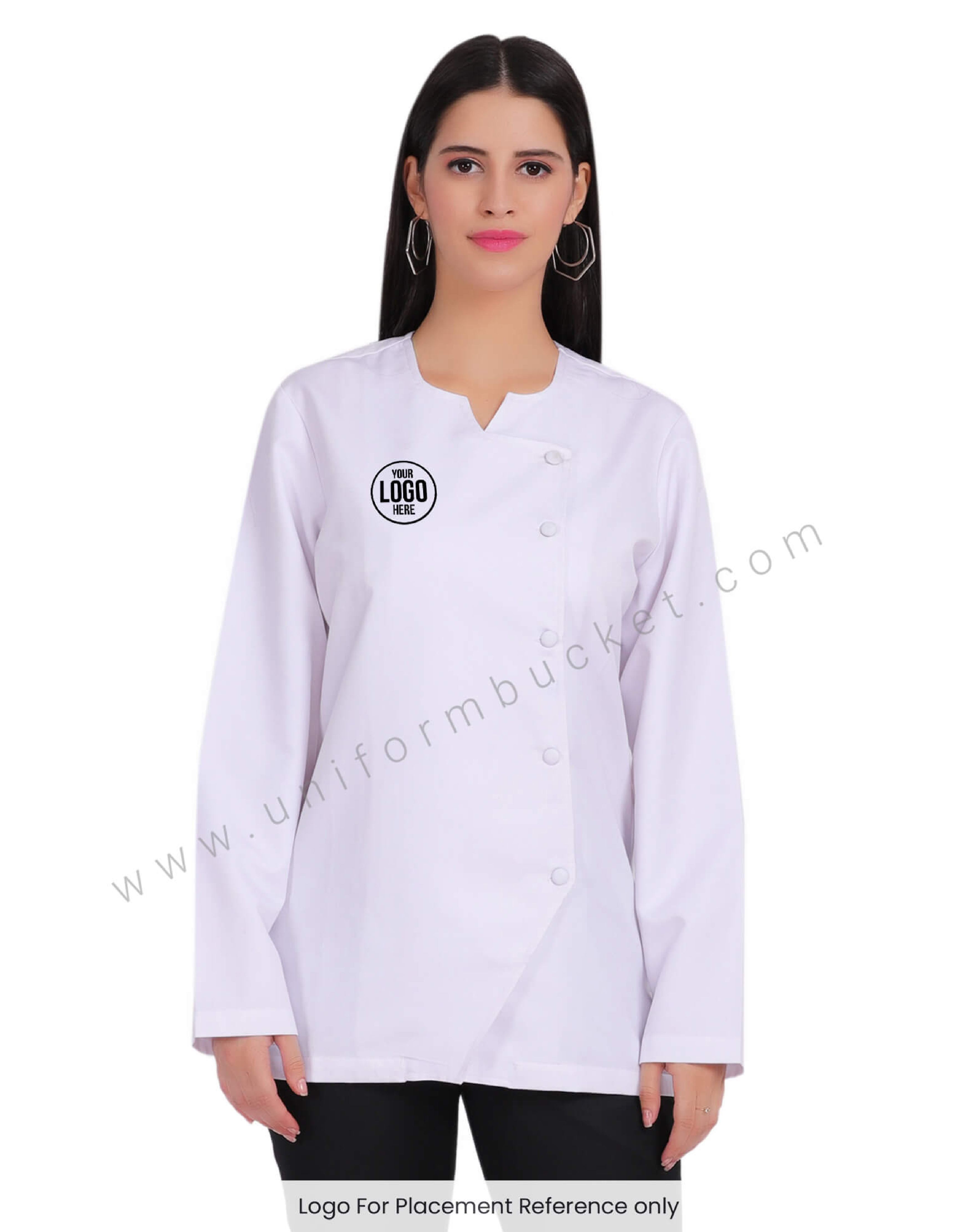 White  Designer  Chef Coat For Women thumbnail 5