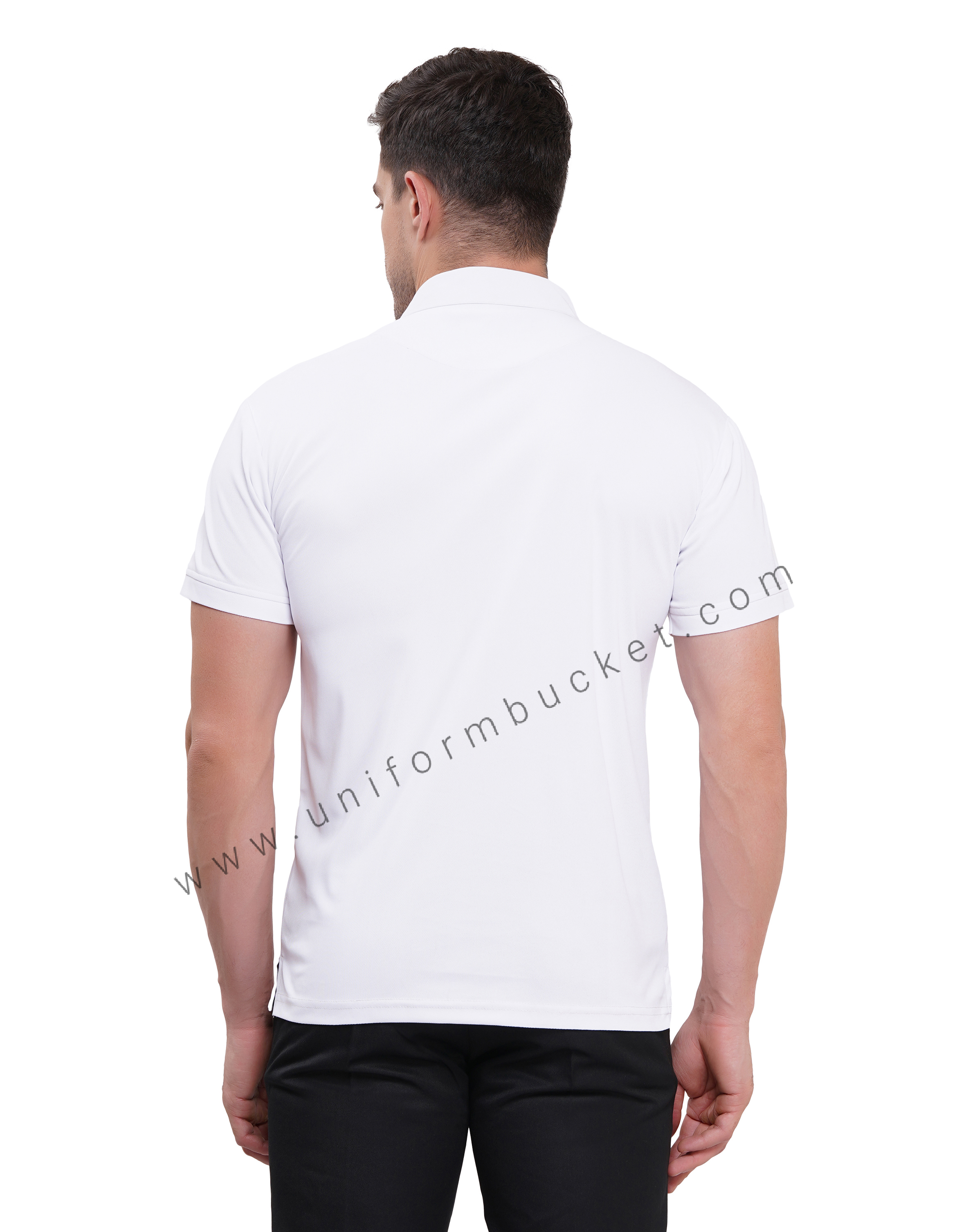 white  Designer  T-shirt for male with half sleeve & black trim thumbnail 5