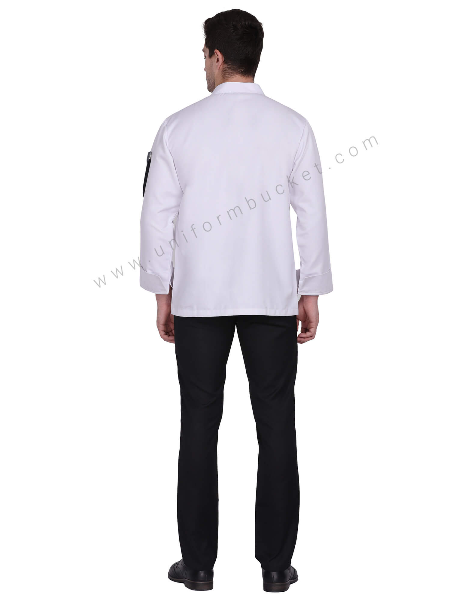 White Executive chef coat with black placket thumbnail 4