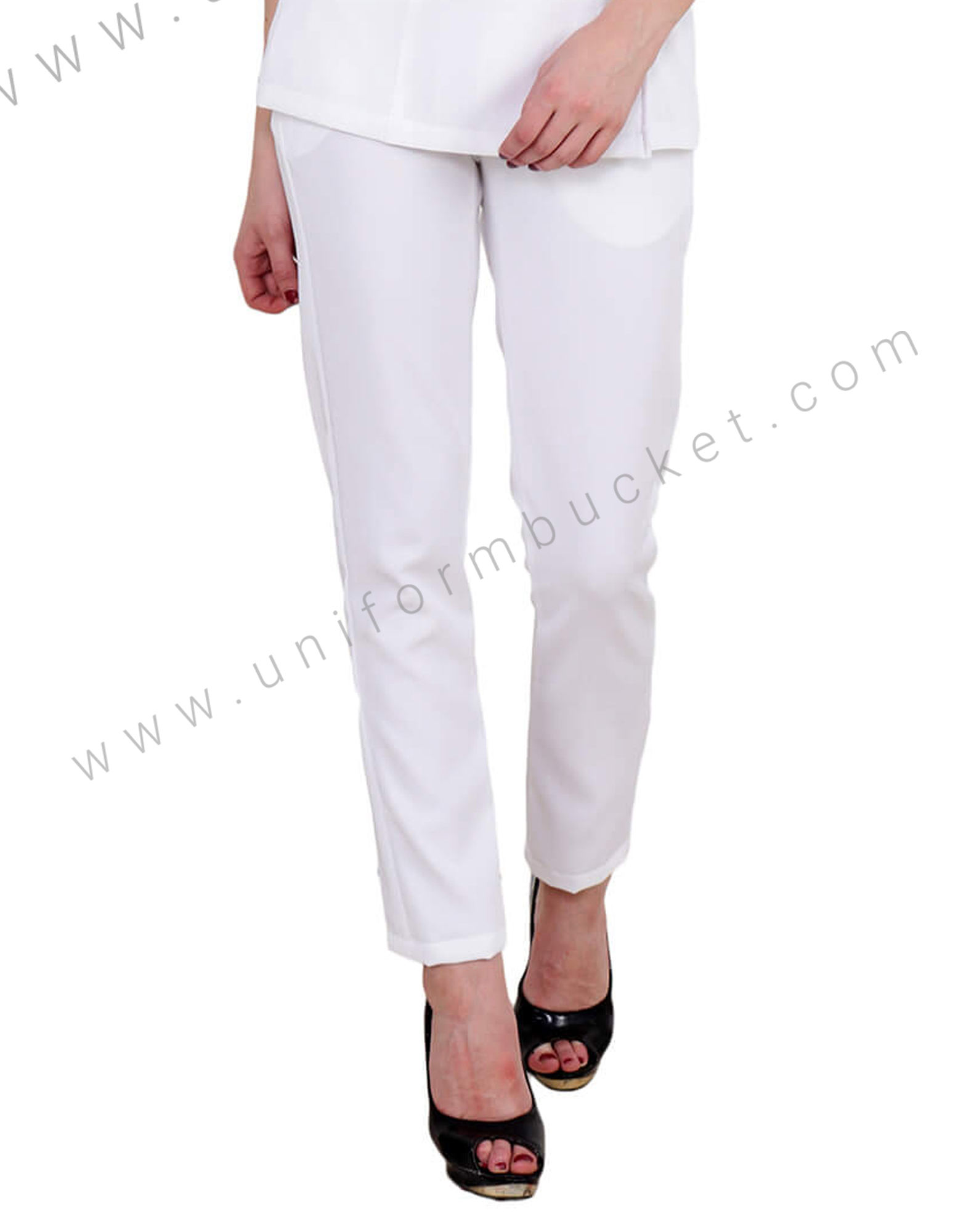 White Formal Trousers For Female view 1