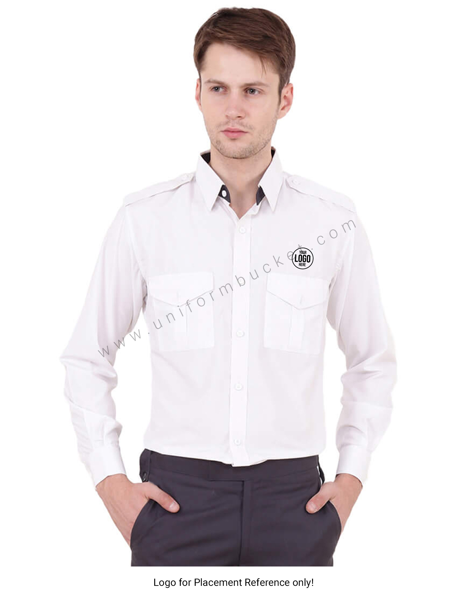White & Grey Security Guard Shirt For Men view 1