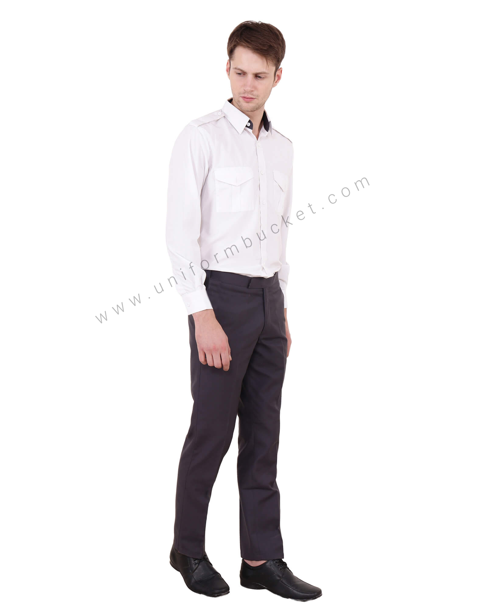 White & Grey Security Guard Shirt For Men thumbnail 2