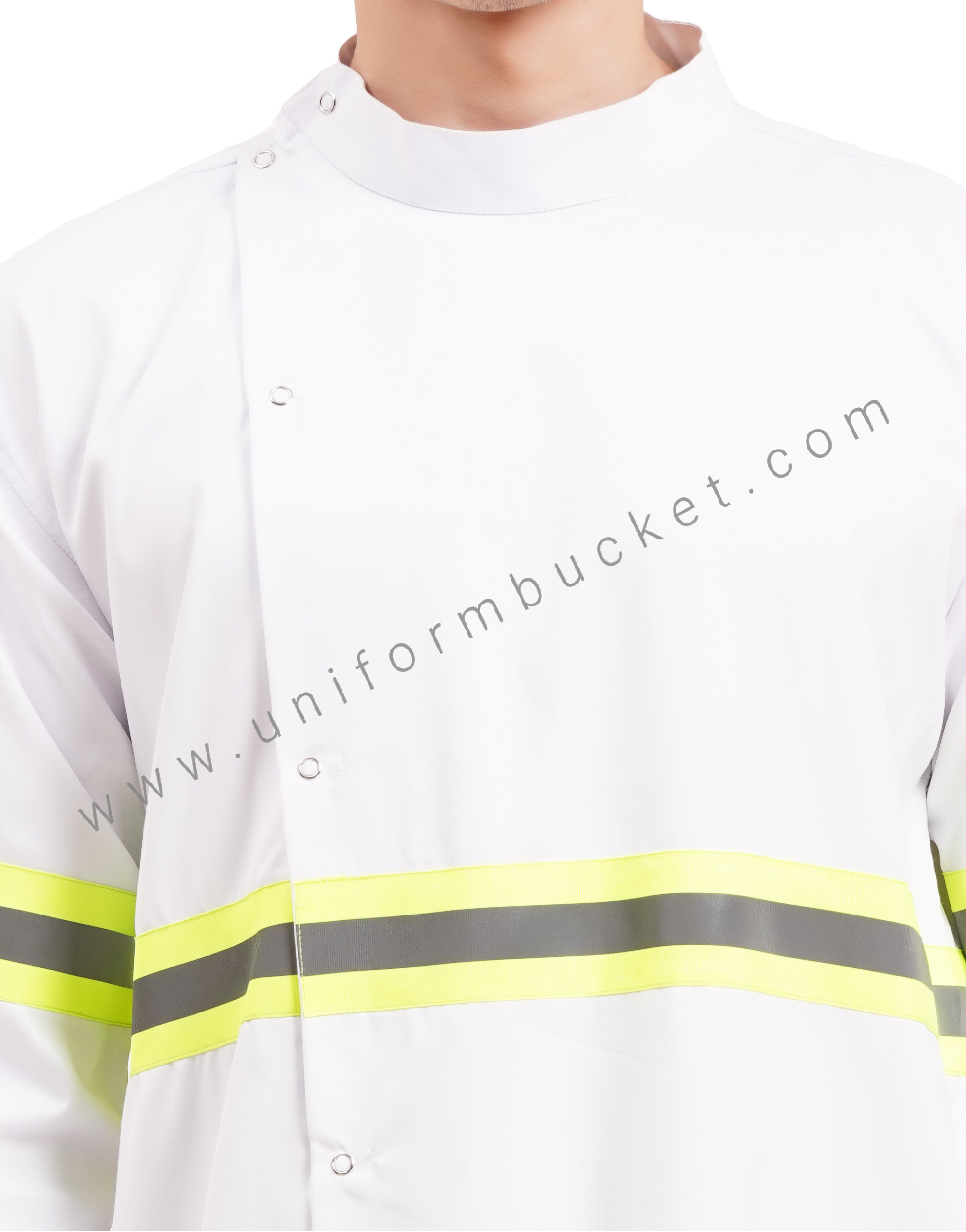 white long unisex lab coat in full sleeve with consai thumbnail 6