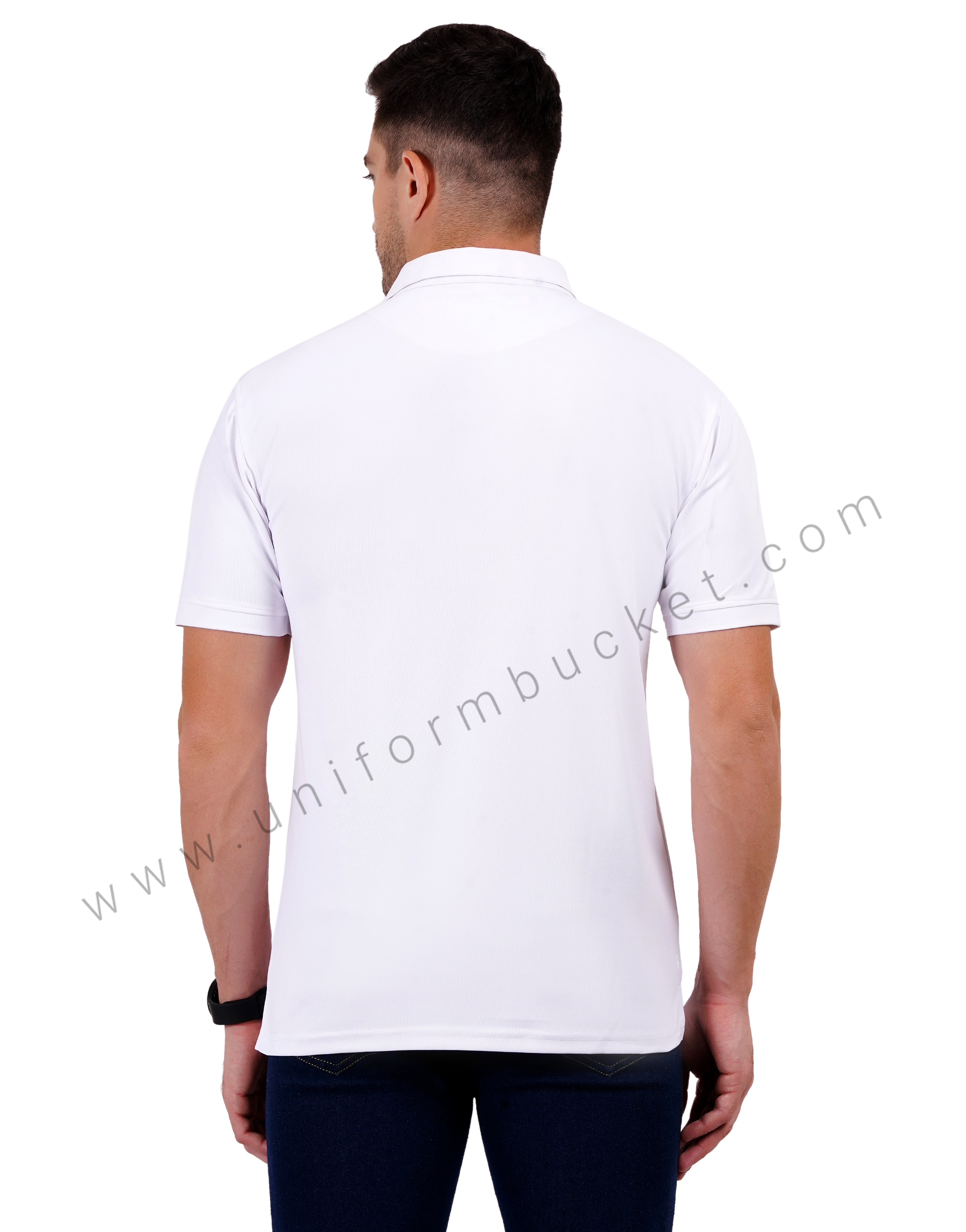 White polo T-shirt enhanced with sleek black trim thumbnail 3