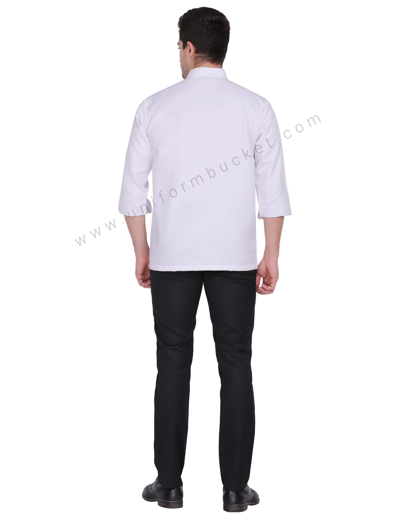 White  Stylish  Chef Jacket with 3-4 sleeve thumbnail 3