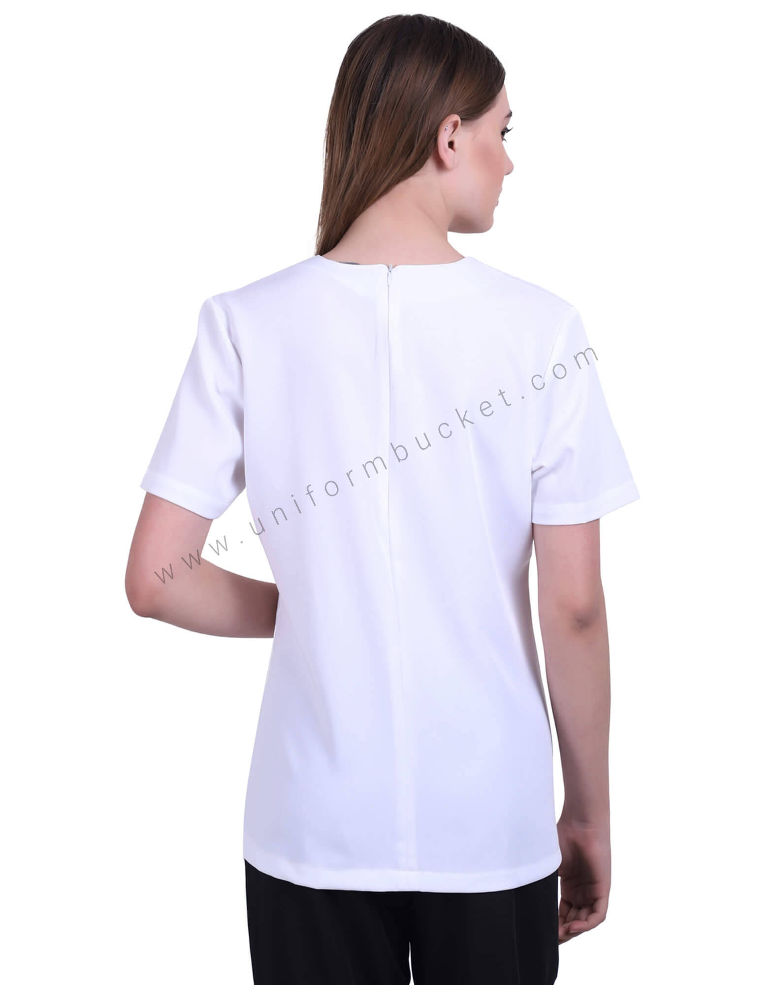 White Stylish Crossover Neck Tunic thumbnail 2