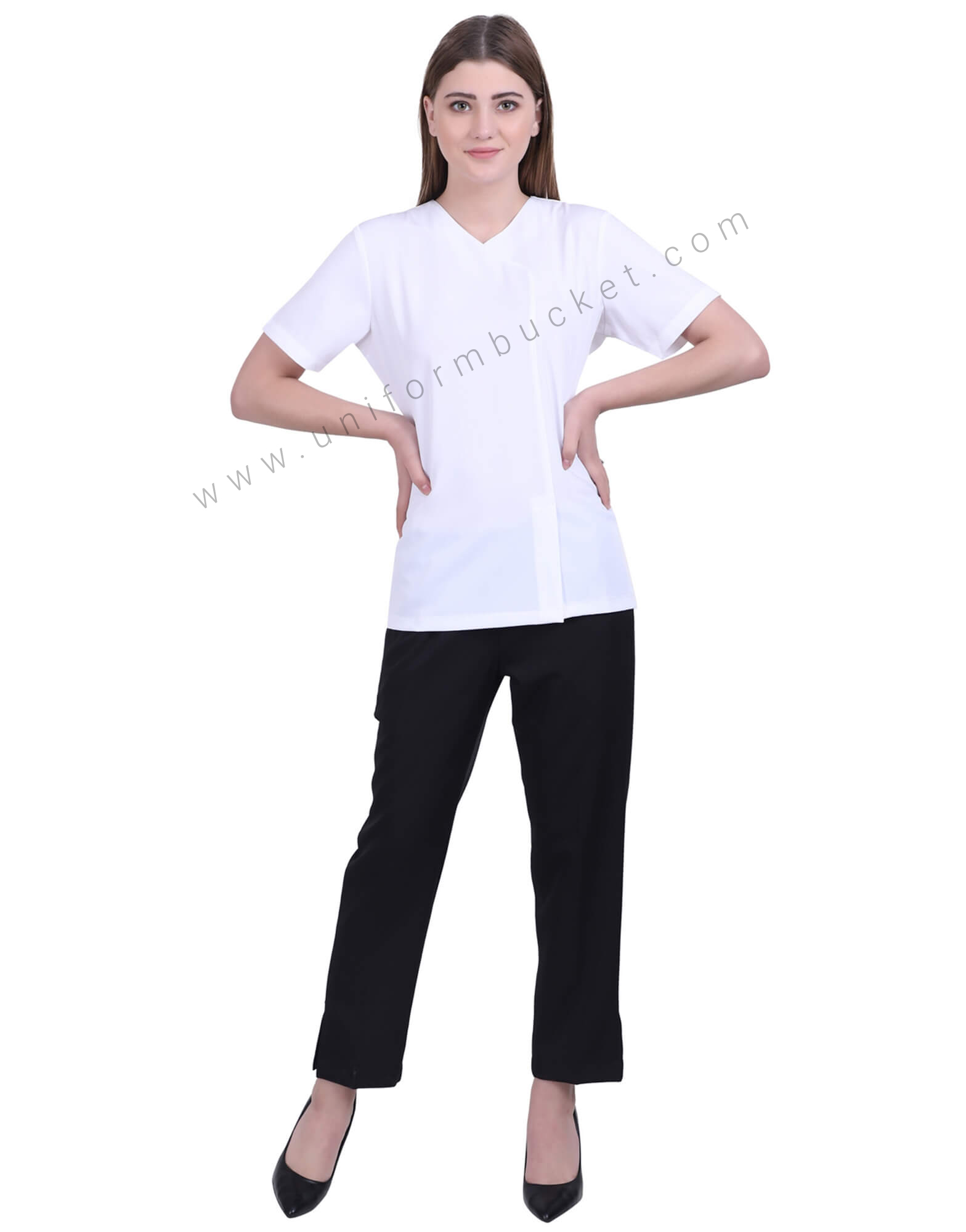 White Stylish Crossover Neck Tunic thumbnail 3