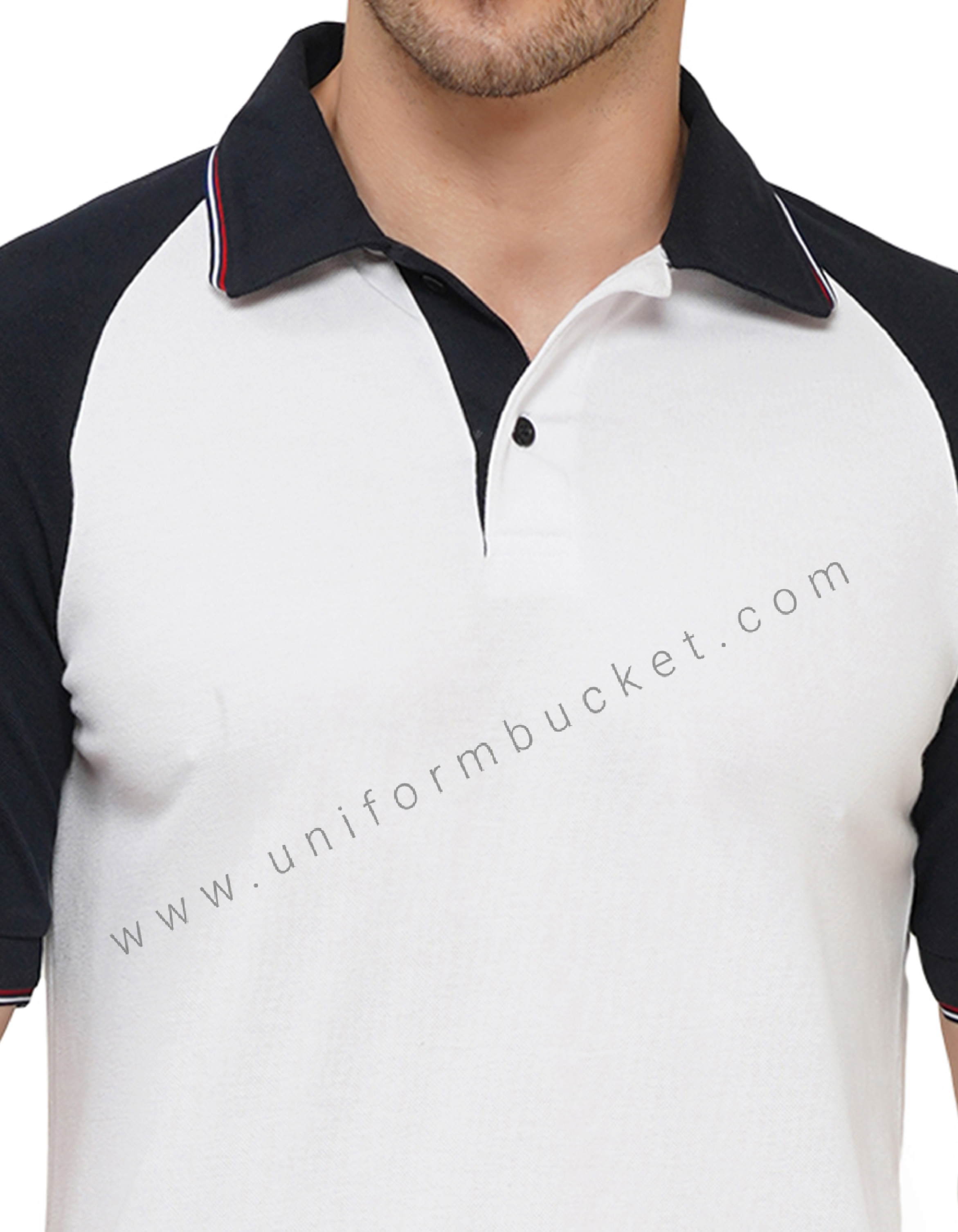 WHITE T-SHIRT WITH NAVY BLUE RAGLAN HALF SLEEVE thumbnail 6