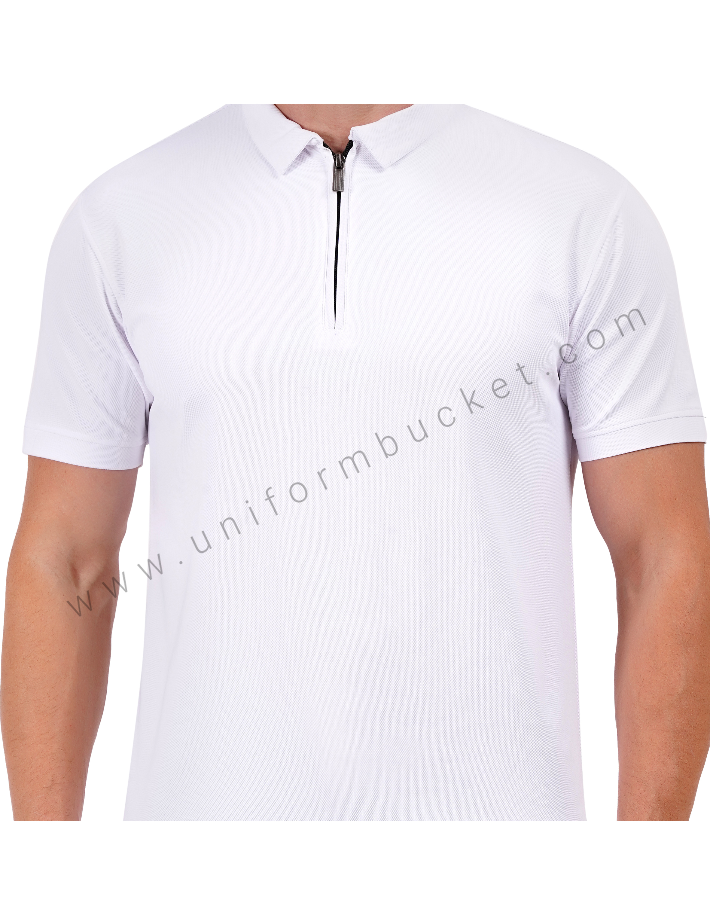 White zipper polo T-shirt thumbnail 3