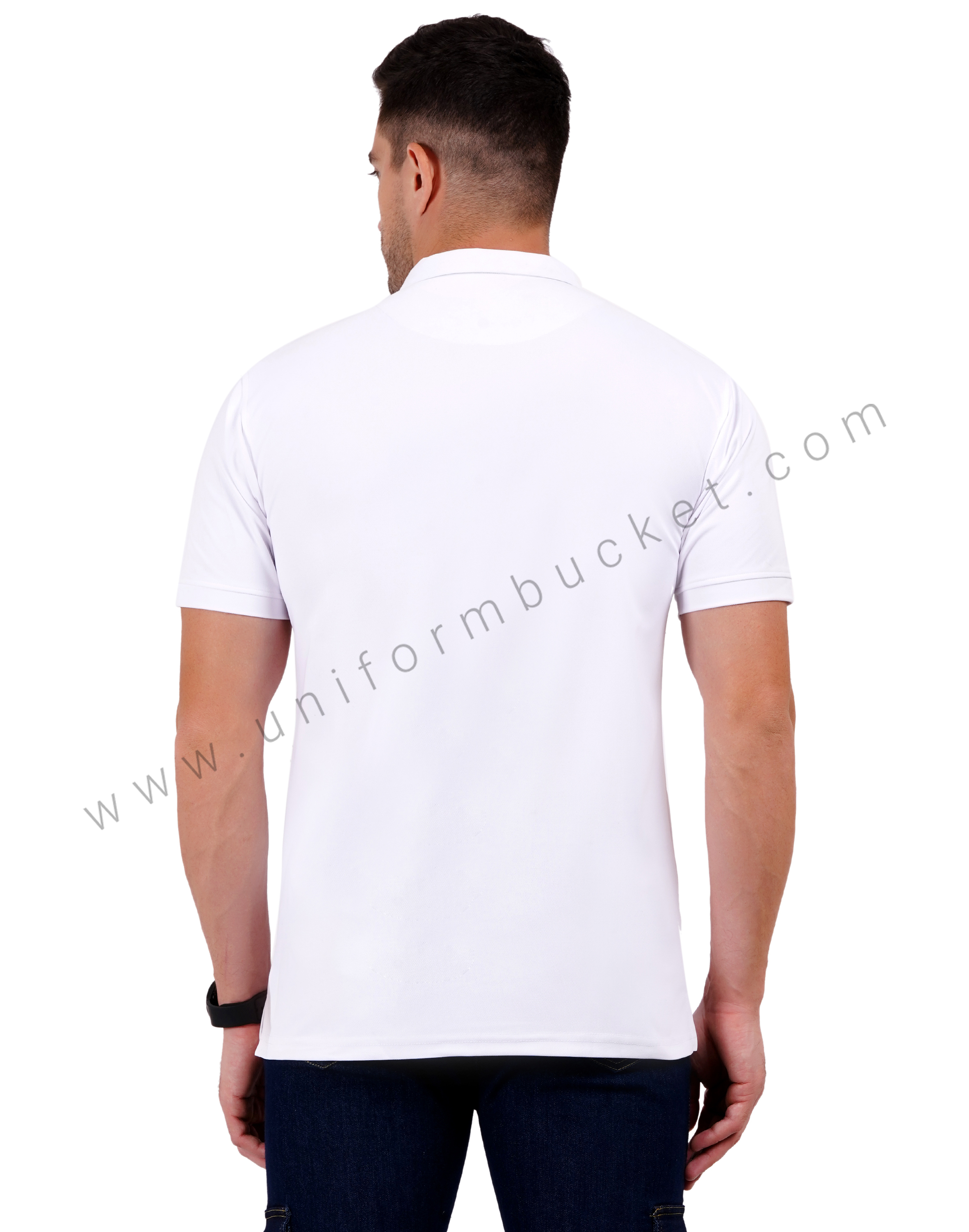 White zipper polo T-shirt thumbnail 4