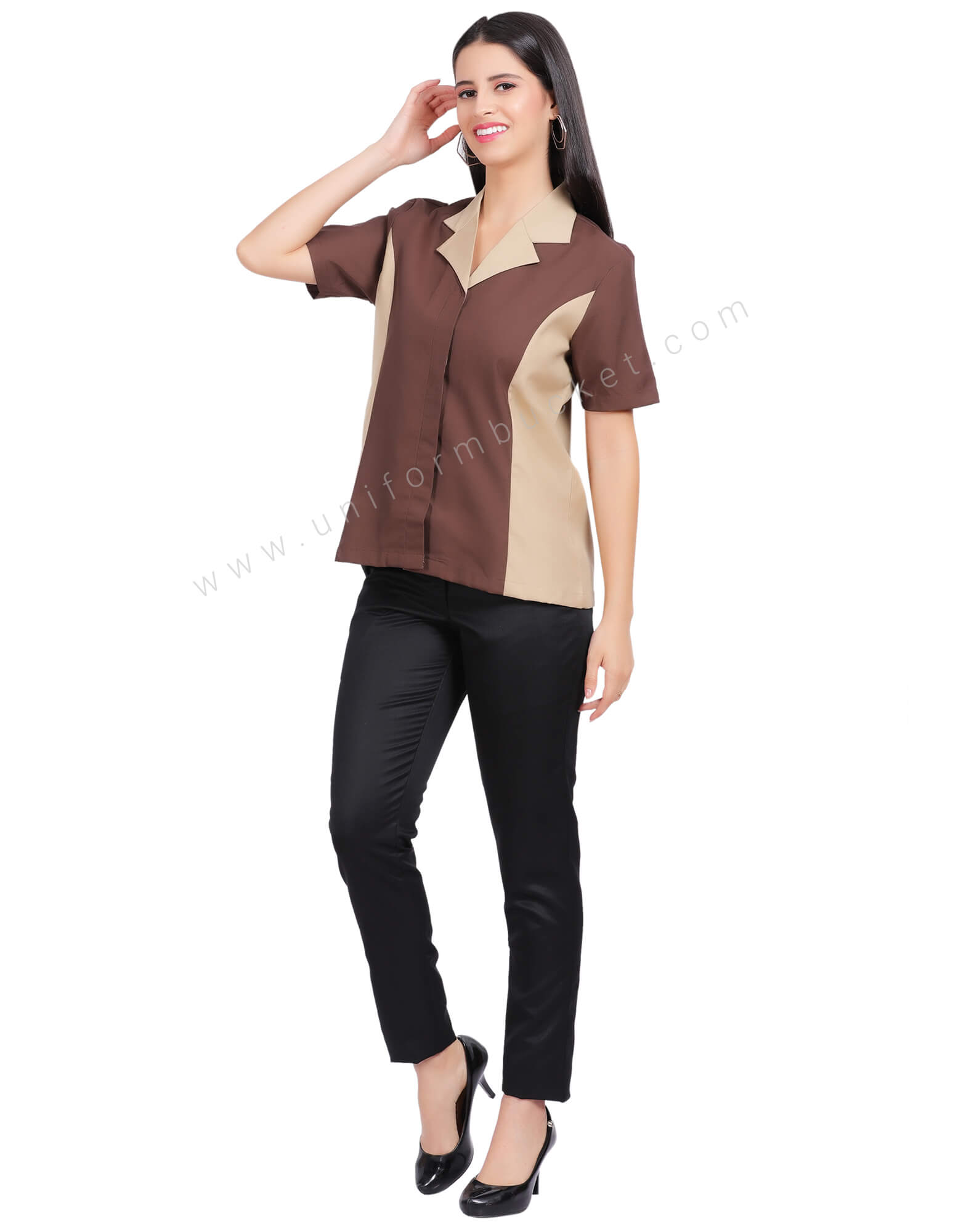 Women Housekeeping Shirt With Notched Collar thumbnail 3