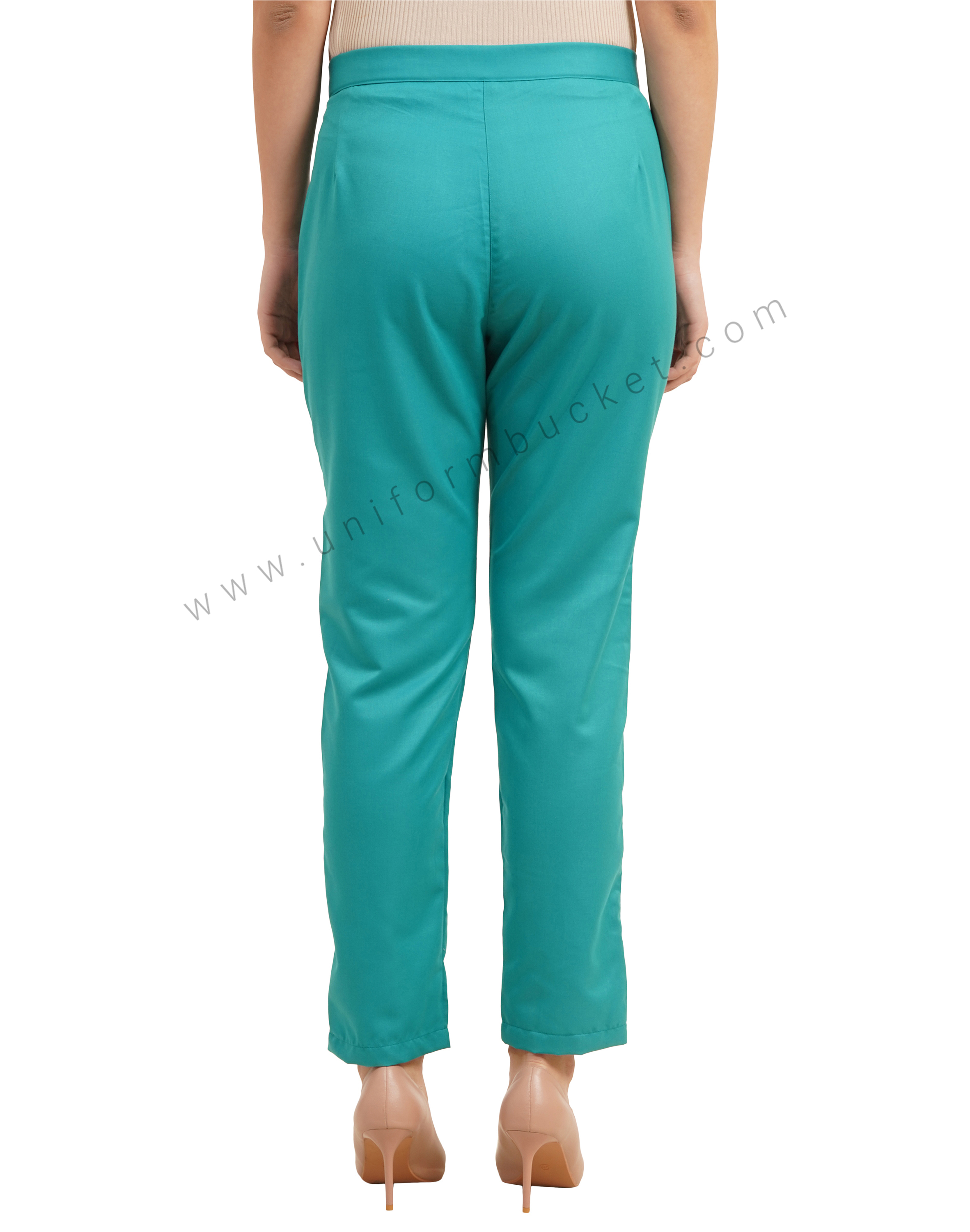 Women's Teal Tailored Work Trouser with front zip pocket thumbnail 4