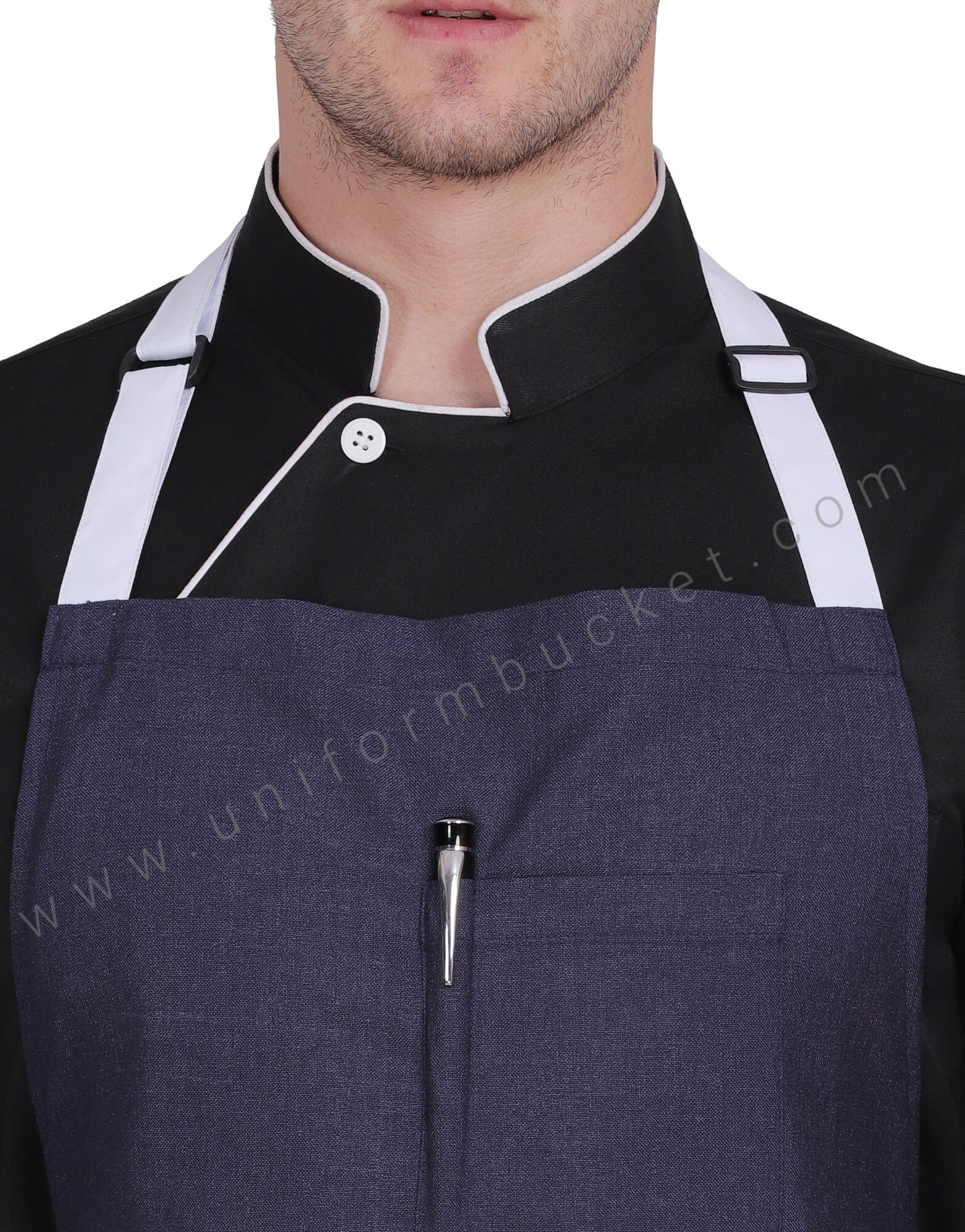 Worsted blue chef apron thumbnail 4