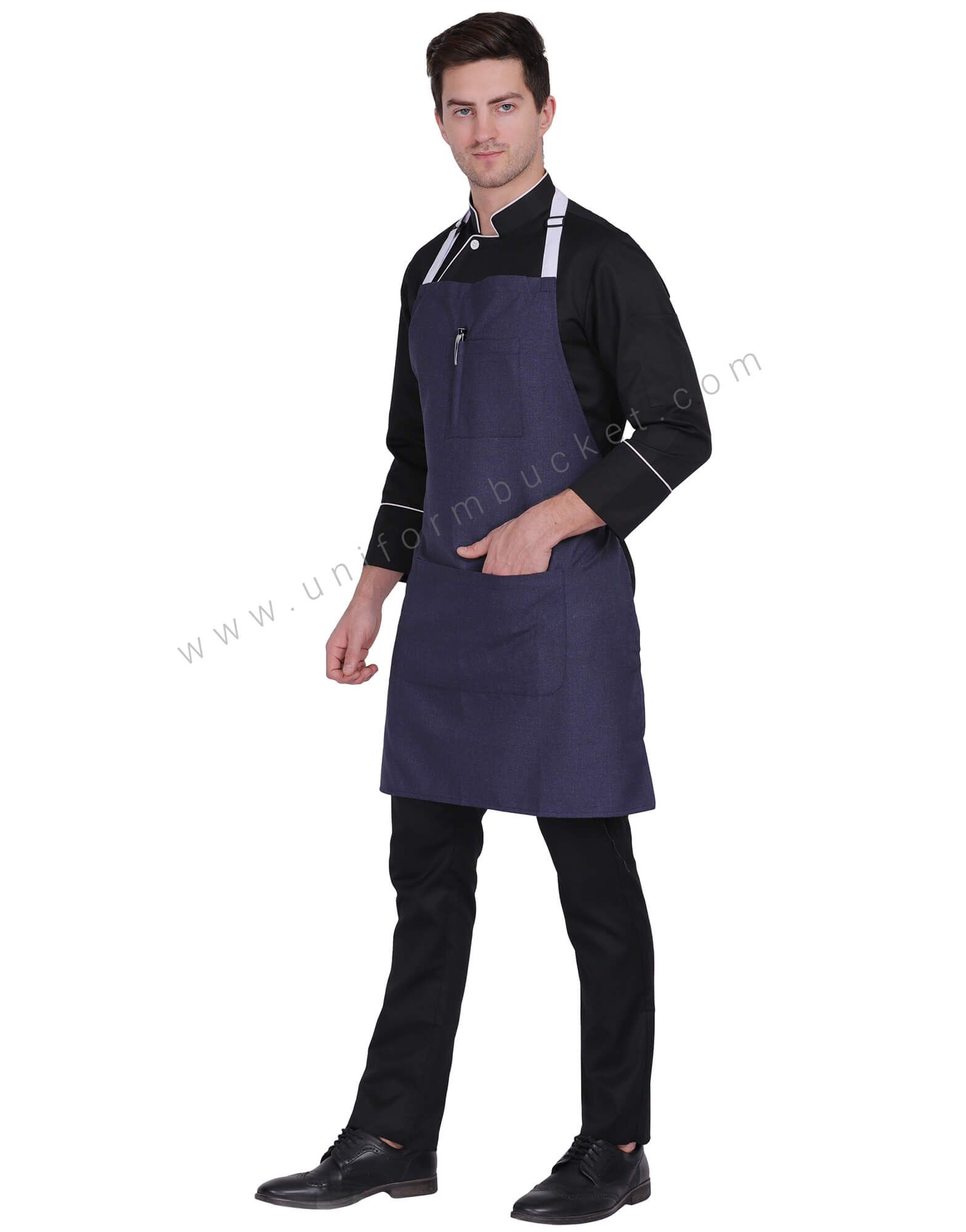 Worsted blue chef apron thumbnail 2