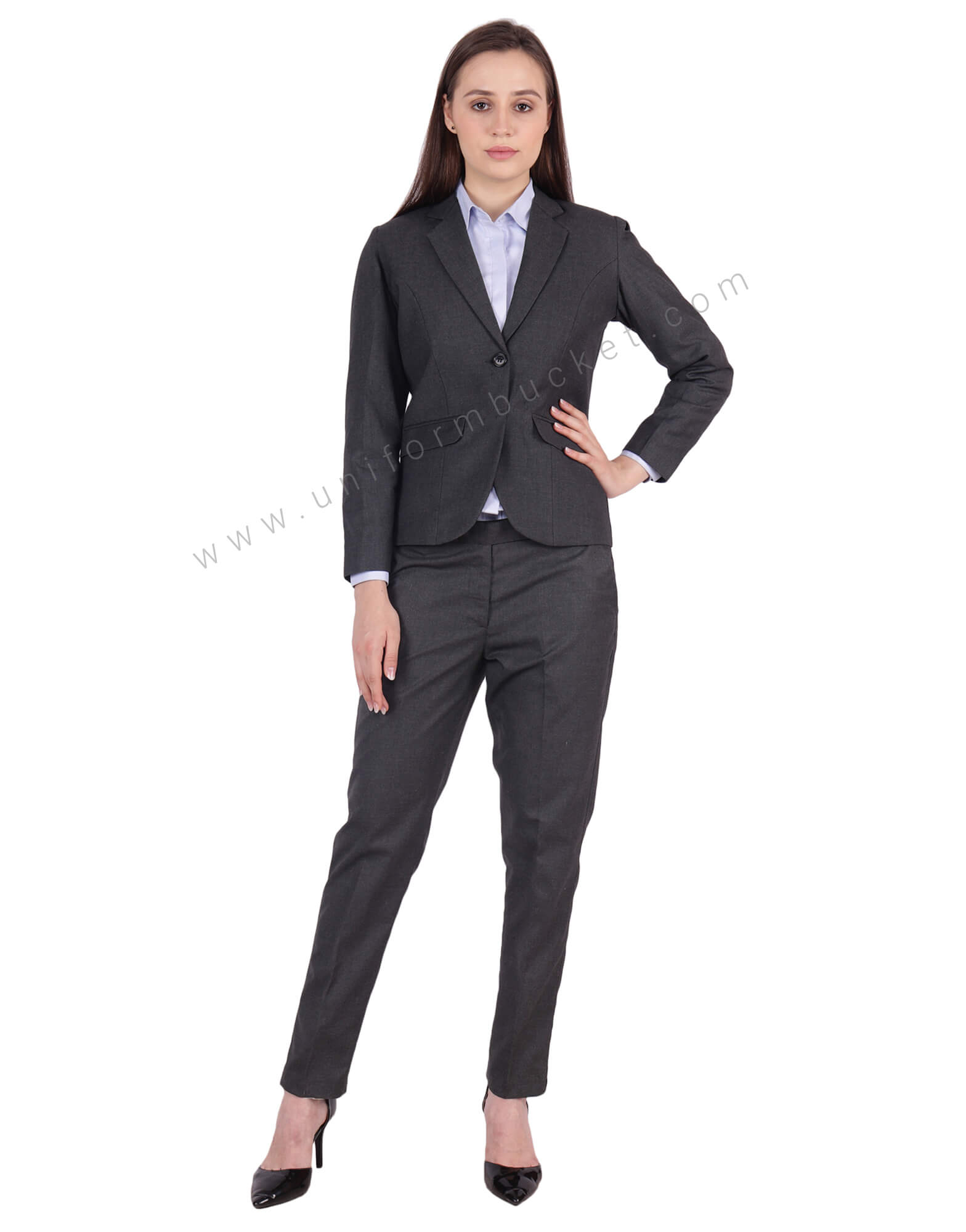 Worsted Grey Blazer With Flap Pockets thumbnail 3