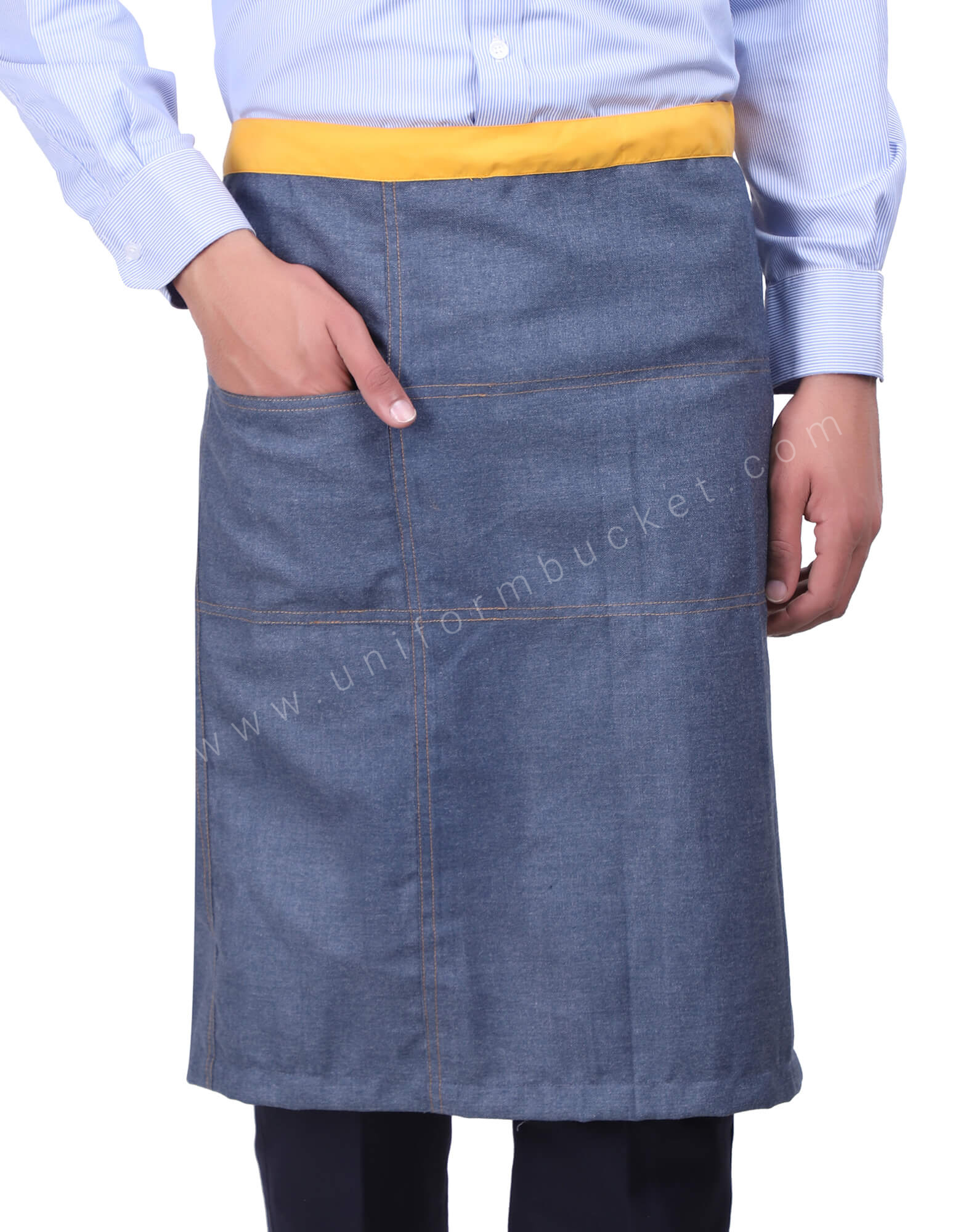 Yellow Belted Denim Apron view 1