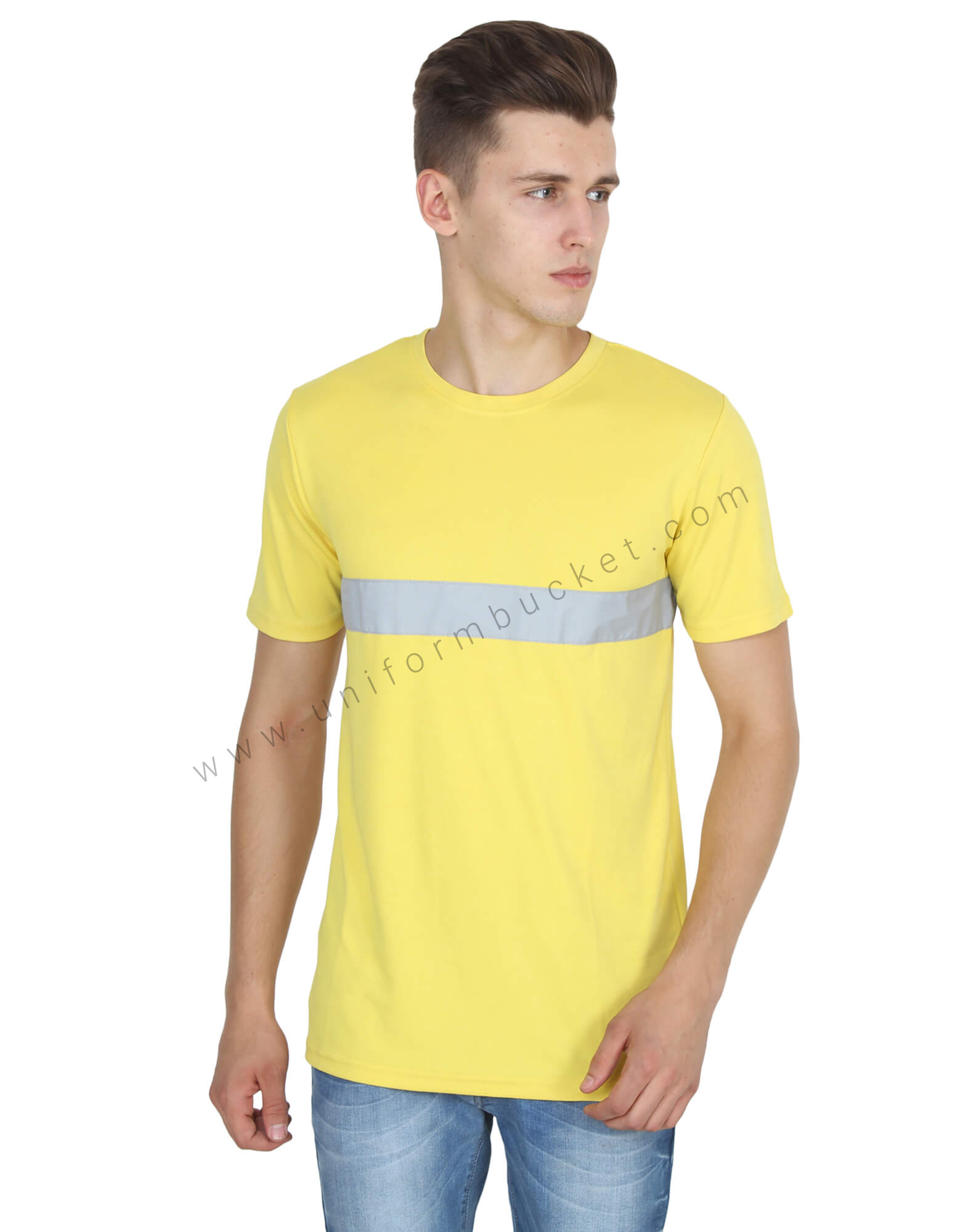Yellow Round Neck Hi- Visibility T- Shirt view 1