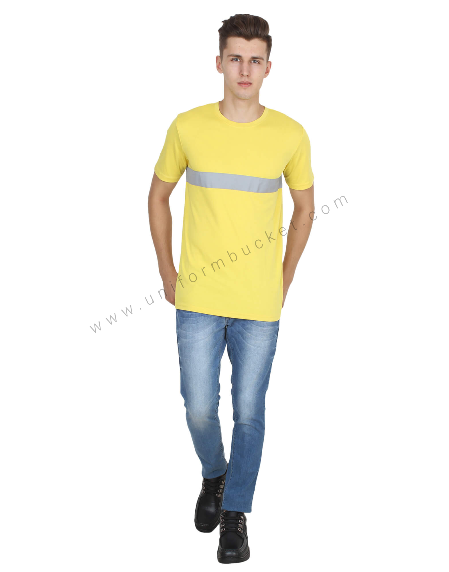 Yellow Round Neck Hi- Visibility T- Shirt thumbnail 3