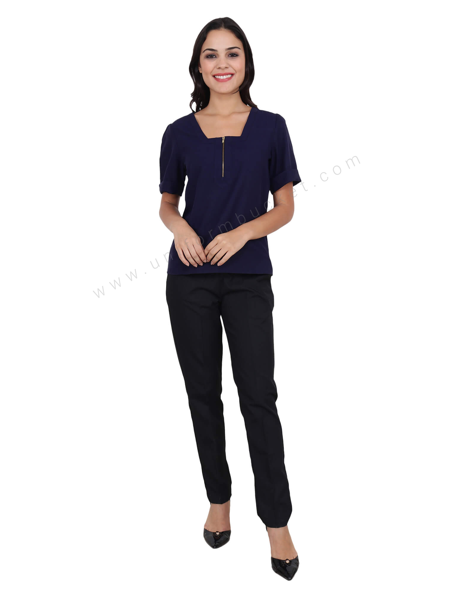 Indigo Square Neck Zip Top thumbnail 3